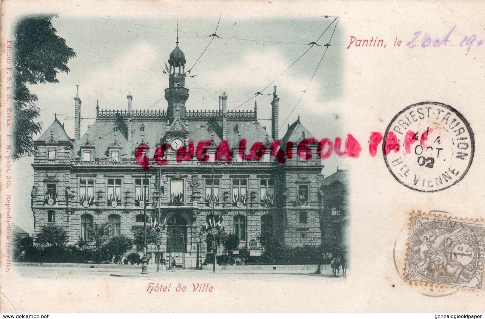 93 - PANTIN - HOTEL DE VILLE- COLLECTION PERSONNELLE DU PHOTOGRAPHE BOUDEAU SAINT PRIEST TAURION - Pantin