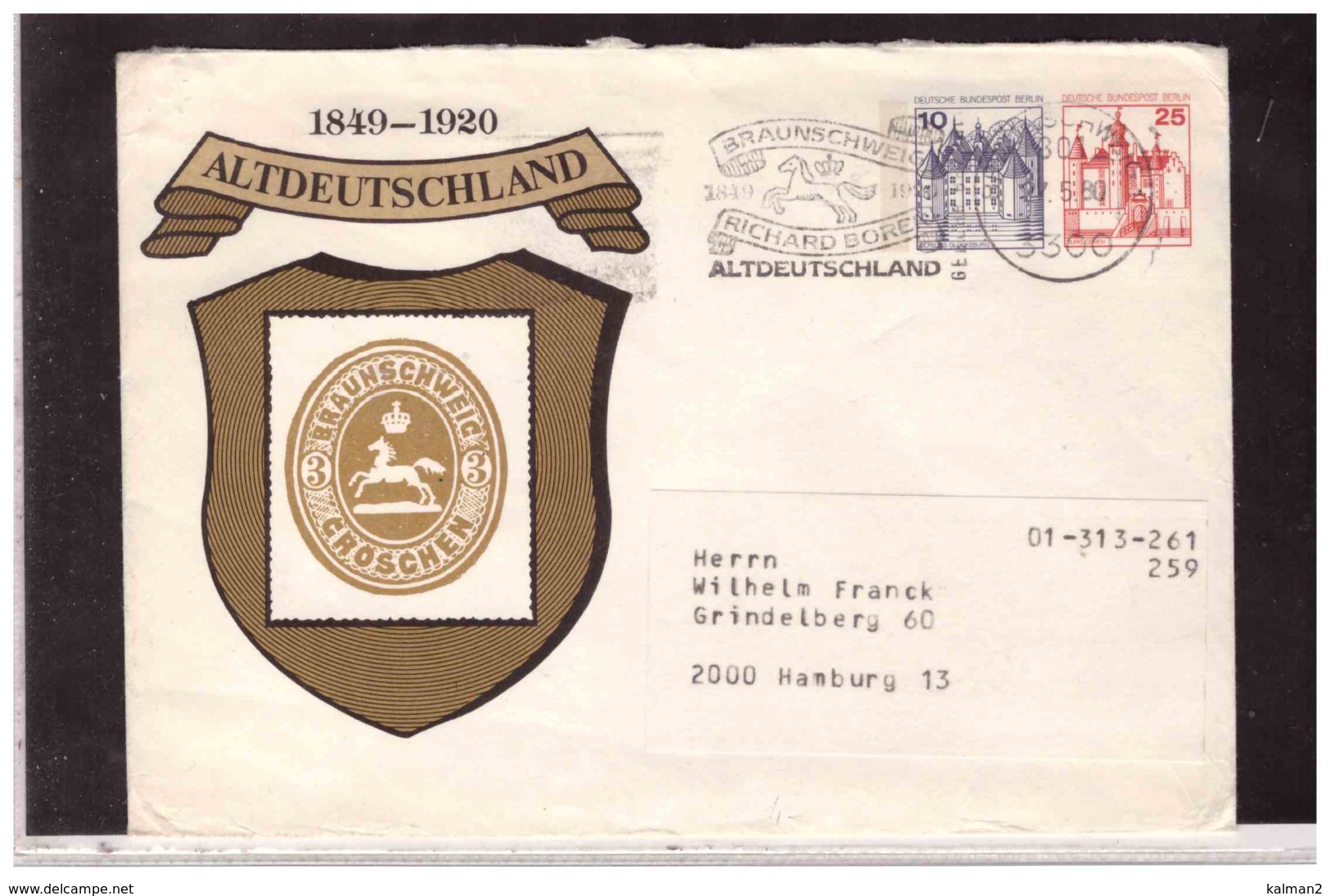 DE2463   -   BRAUNSCHWEIGH   27.5.1980   /   BERLIN  ENTIRE  10+25 C. - Enveloppes Privées - Oblitérées