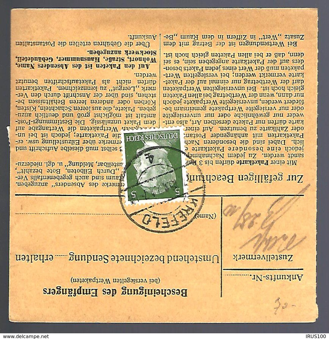 PAKETKARTE - KREFELD 1942 - - Briefe U. Dokumente