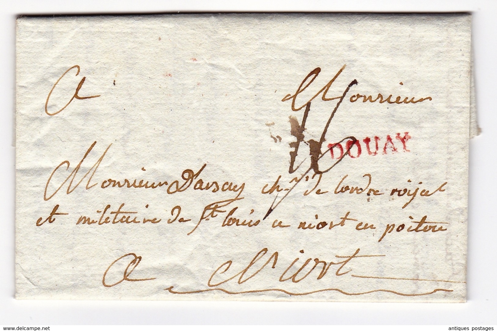 Lettre 1778 Douai Flandres Niort Deux-Sèvres Poitou Ordre Militaire Et Royal De Saint-Louis Cachet De Cire - 1701-1800: Précurseurs XVIII