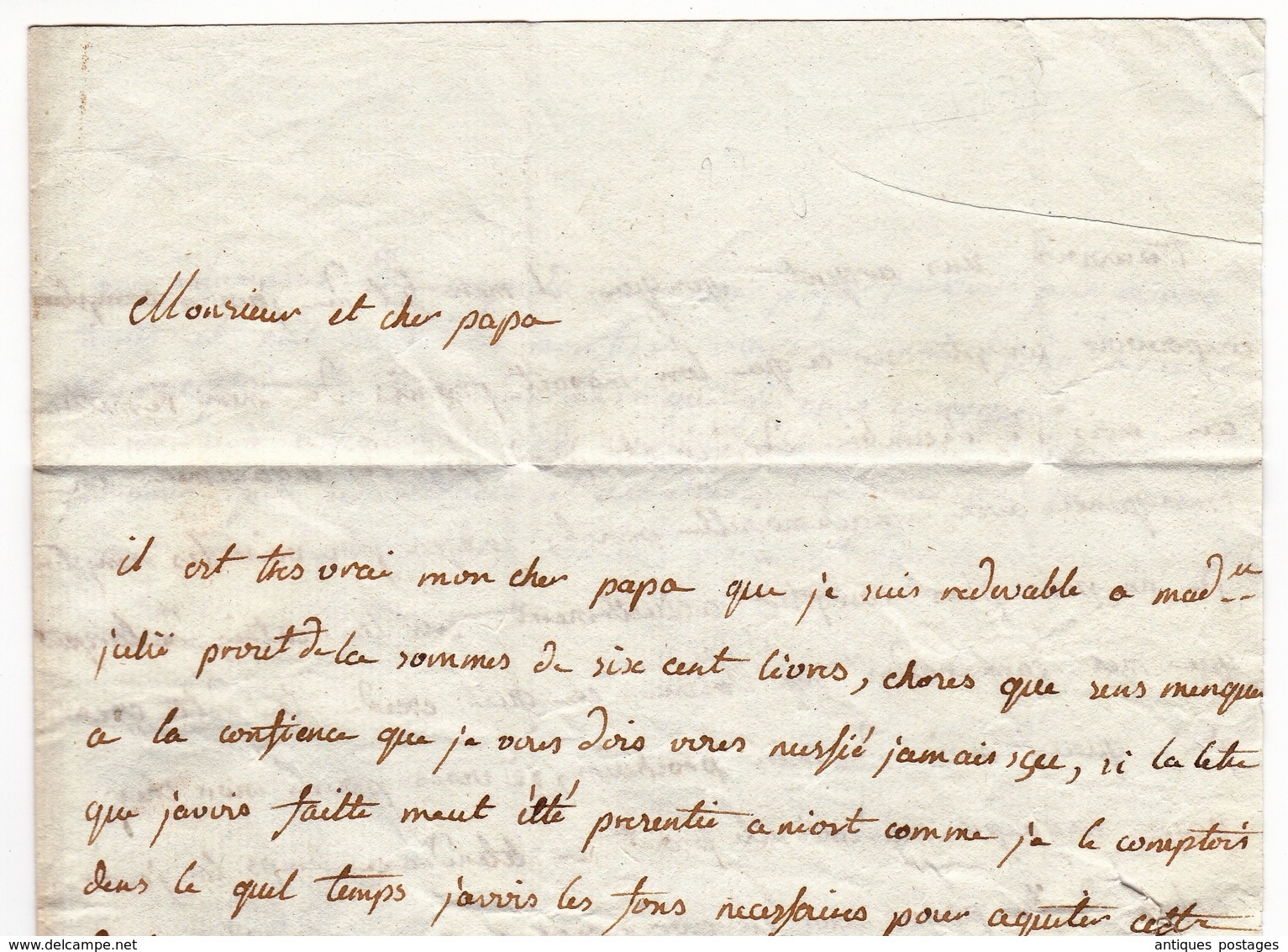 Lettre 1778 Douai Flandres Niort Deux-Sèvres Poitou Ordre Militaire et Royal de Saint-Louis Cachet de Cire
