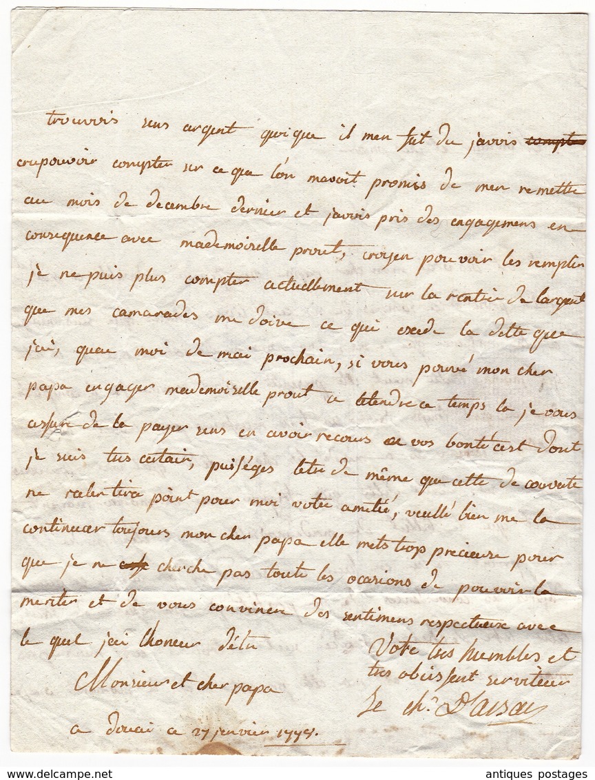 Lettre 1778 Douai Flandres Niort Deux-Sèvres Poitou Ordre Militaire et Royal de Saint-Louis Cachet de Cire