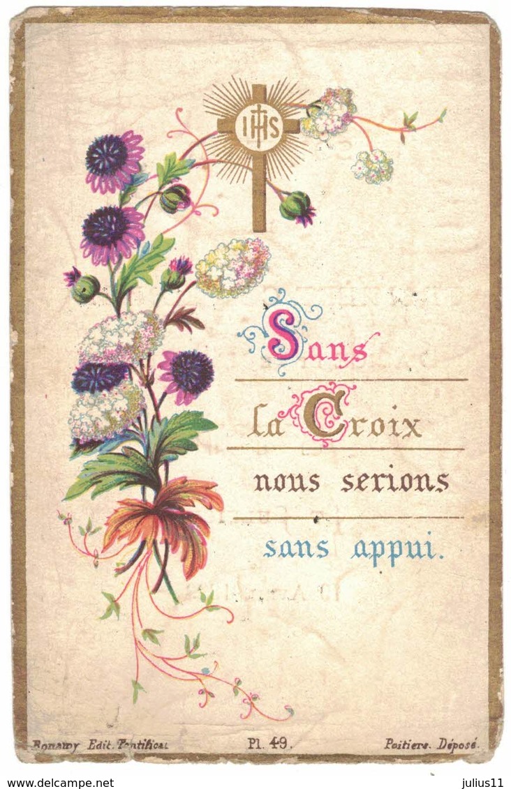 ST SULPICE SOUVENIR GAYOT EN 1883 SANS LA CROIX NOUS SERIONS SANS  IMAGE PIEUSE RELIGIEUSE HOLY CARD SANTINI PRENTJE - Images Religieuses