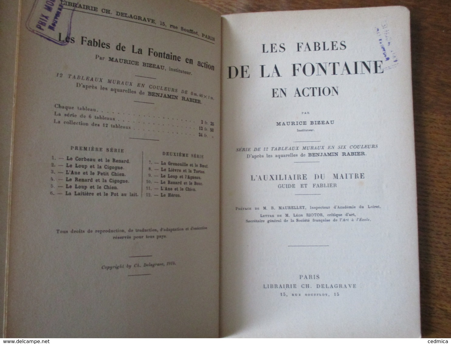 LES FABLES DE LA FONTAINE EN ACTION L'AUXILIAIRE DU MAITRE PAR MAURICE BIZEAU AQUARELLES DE BENJAMIN RABIER - Autres & Non Classés