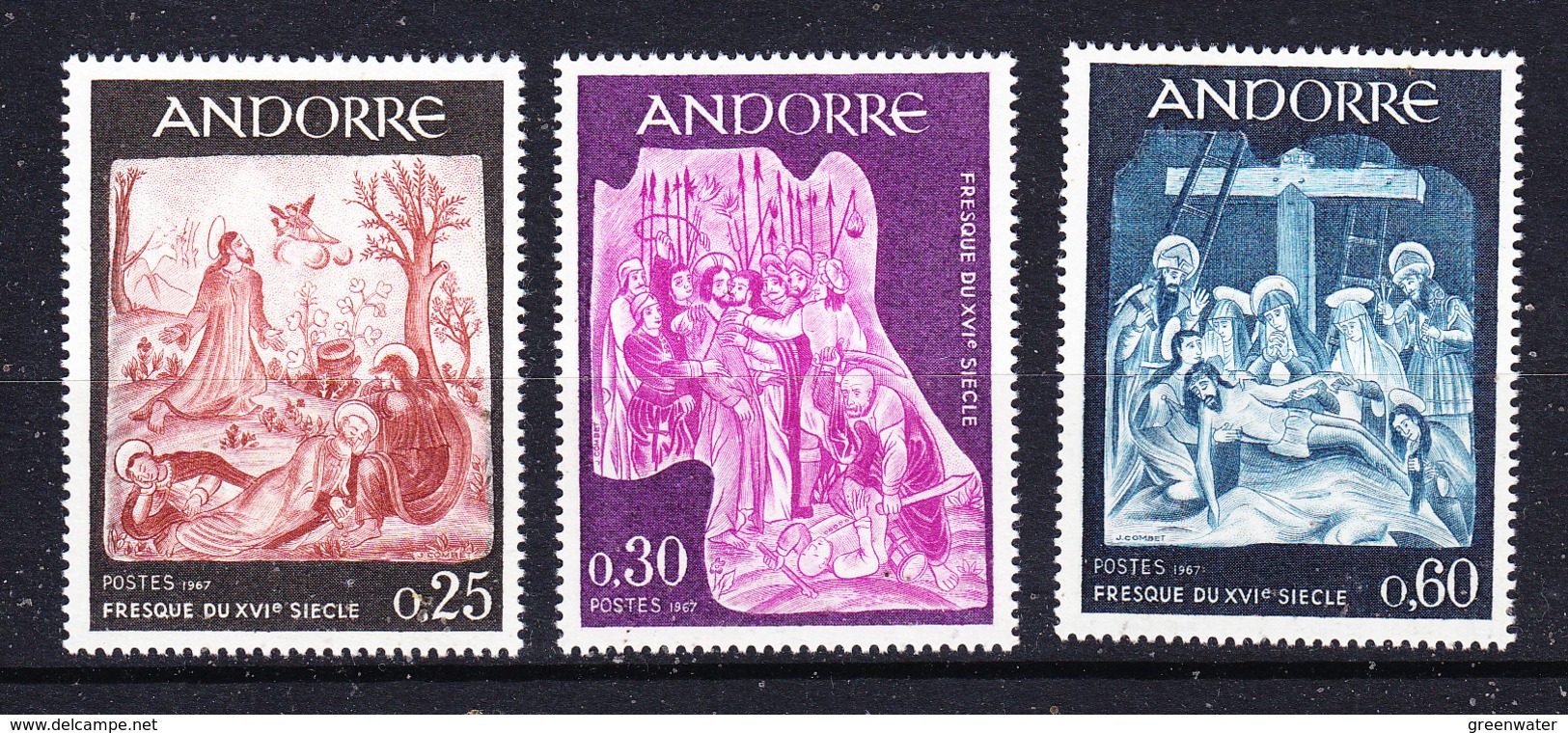 Andorra Fr 1967 Frescoes 3v ** Mnh (43891) - Ongebruikt