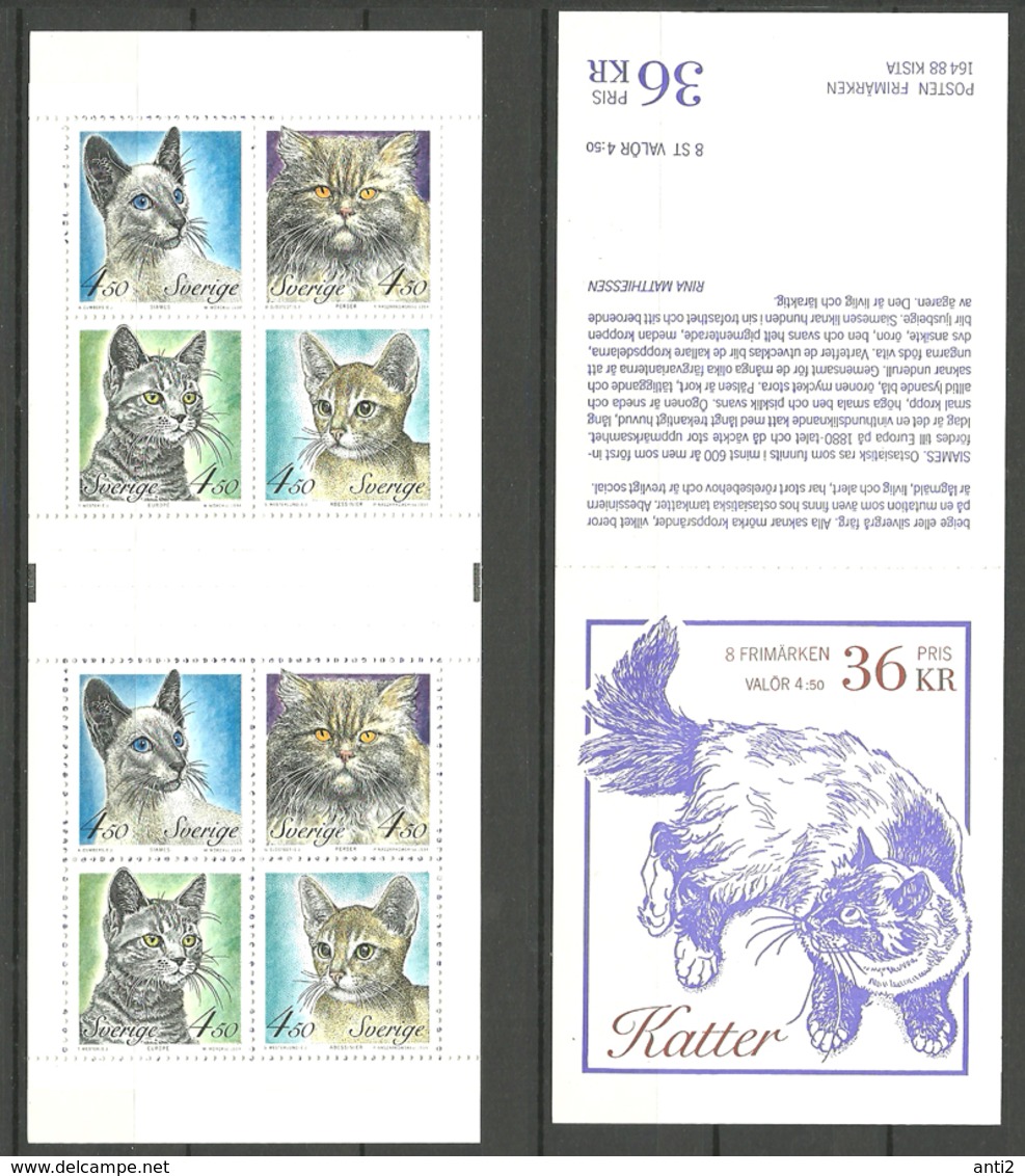 Sweden 1994 Cats  Mi 1813-1816 In Booklet MH 190, MNH(**) - Nuovi