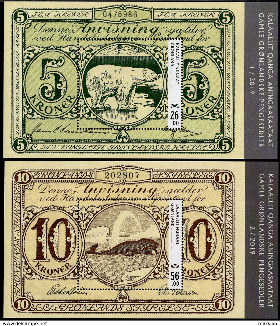 Greenland - 2019 - Old Greenlandic Banknotes, Part III - Mint Souvenir Sheets Set - Unused Stamps