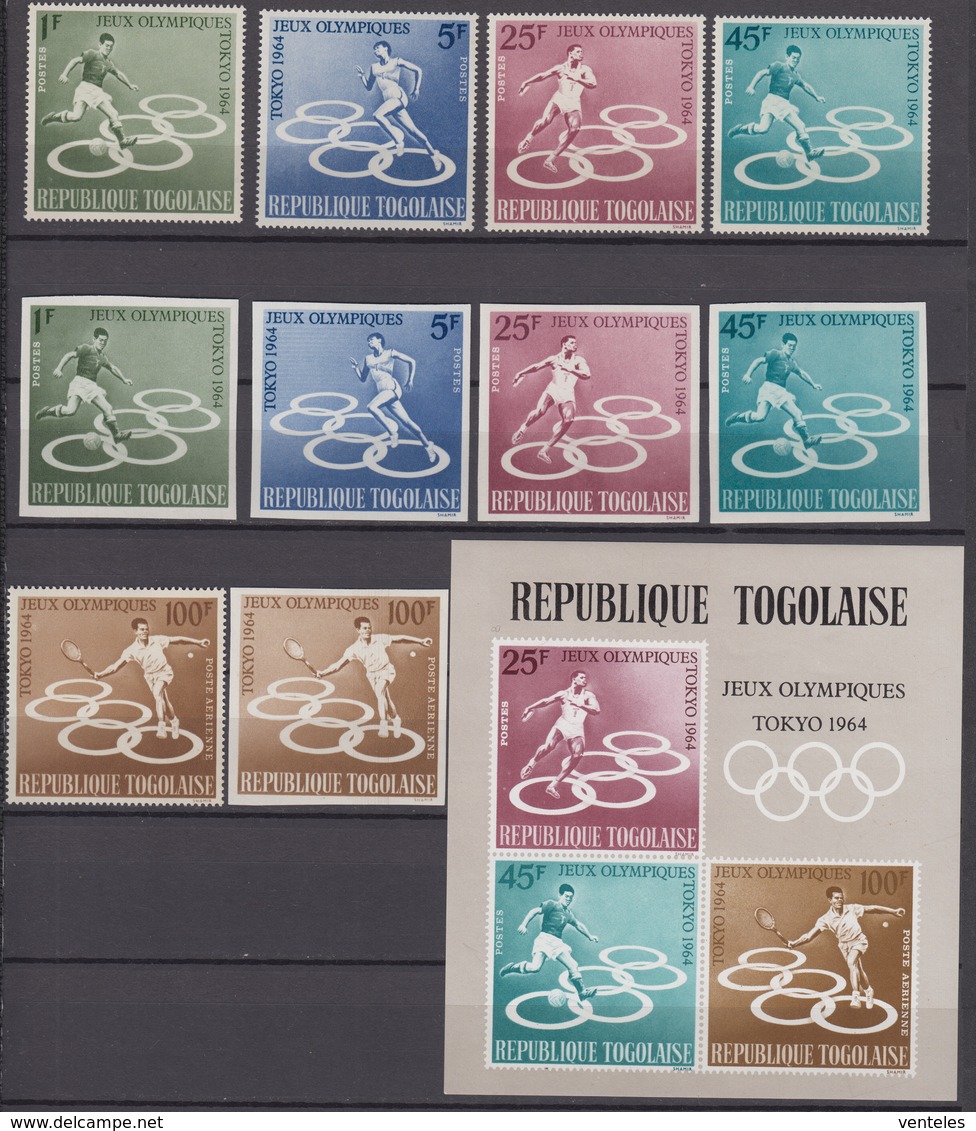 Togo  03.10.1964 Mi # 435-39 АВ Bl 15 Tokyo Summer Olympics, MNH OG, FULL SET - Sommer 1964: Tokio