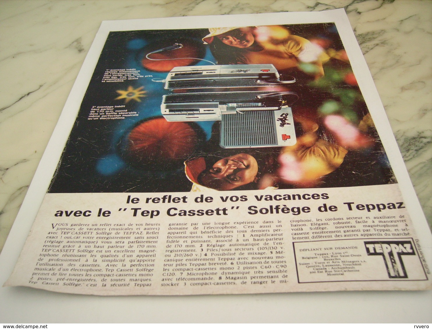 ANCIENNE  PUBLICITE REFLET DE VOS VACANCES  TEP CASSETT  DE TEPPAZ 1968 - Autres & Non Classés