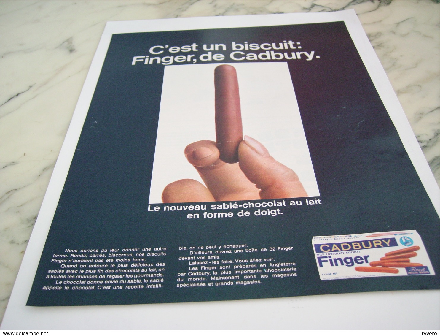 ANCIENNE PUBLICITE BISCUIT FINGER DE CADBURY 1968 - Affiches