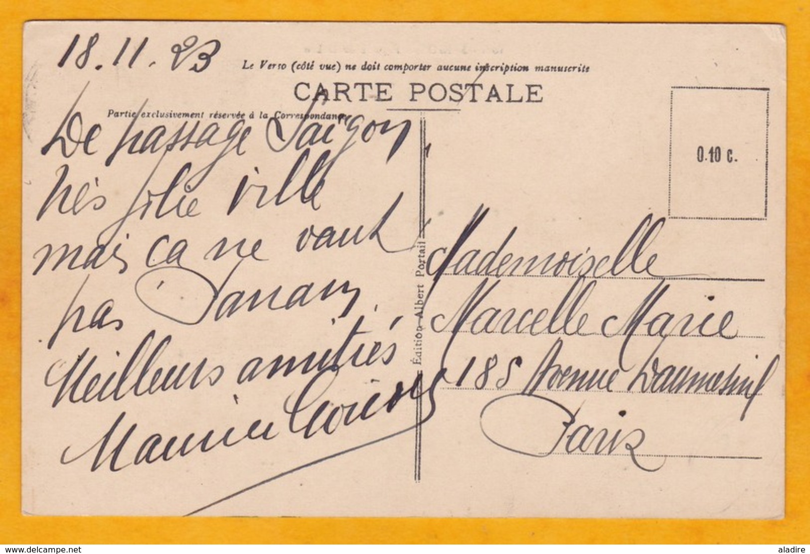 1923 - Affranchissement 4 Cents Surch Timbre Tchongking De Saigon, Annam, Indochine Vers Paris, France, Vue Pagode Dakao - Lettres & Documents