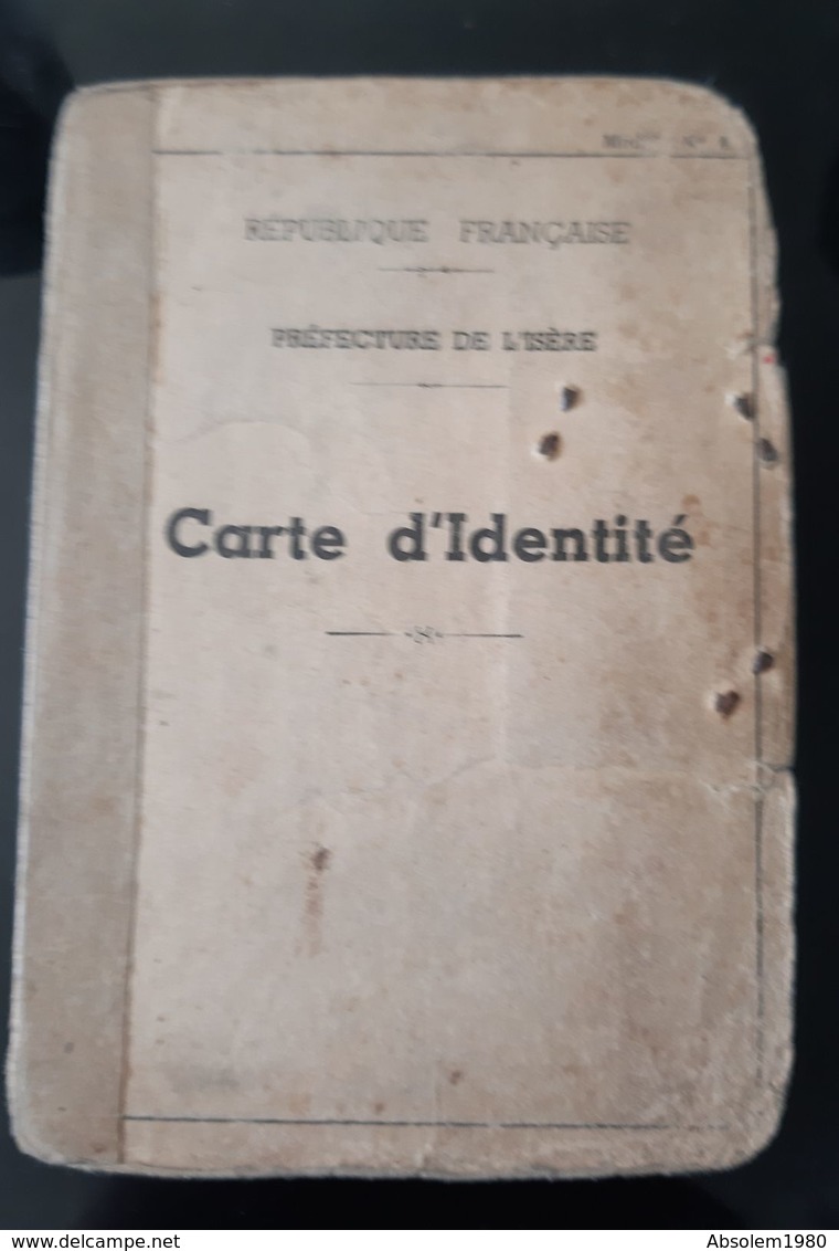1939 CARTE IDENTITE FISCHER NE A PHILIPPSBOURG 57 MOSELLE DELIVRE A TERNAY ISERE TIMBRE FISCAL TAMPON 38 - Historische Documenten