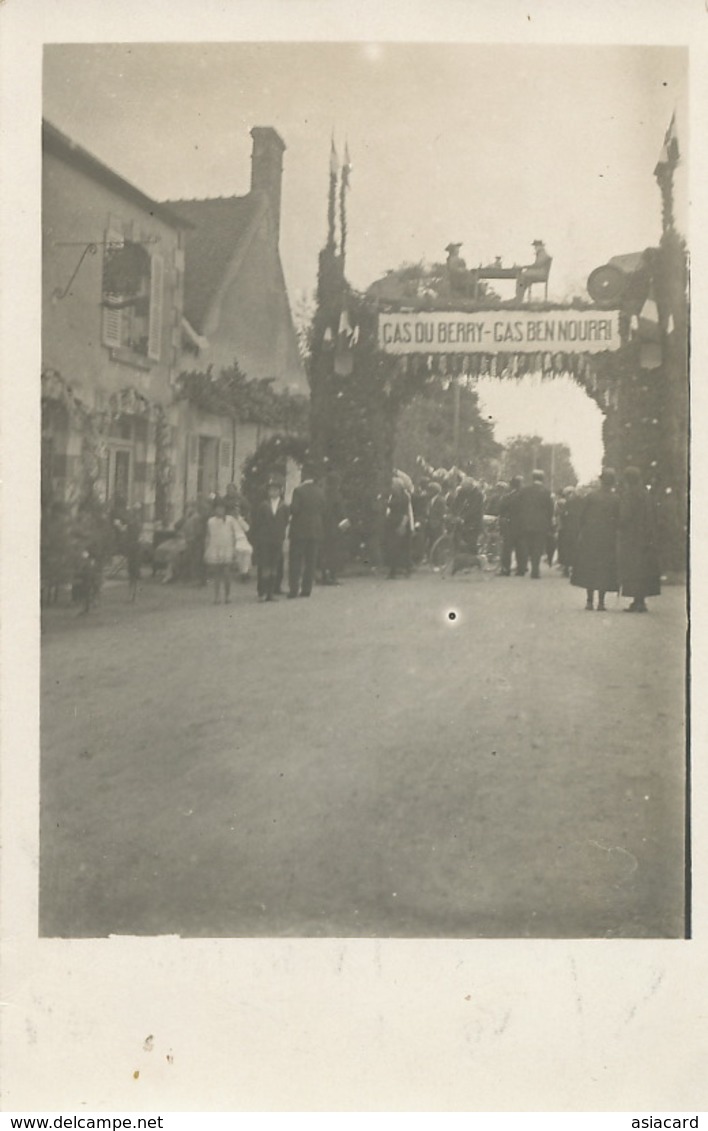 Léré  Comice Du 26 Aout 1928 Carte Photo  Gas Du Berry Gas Ben Nourri Arc De Triomphe - Lere