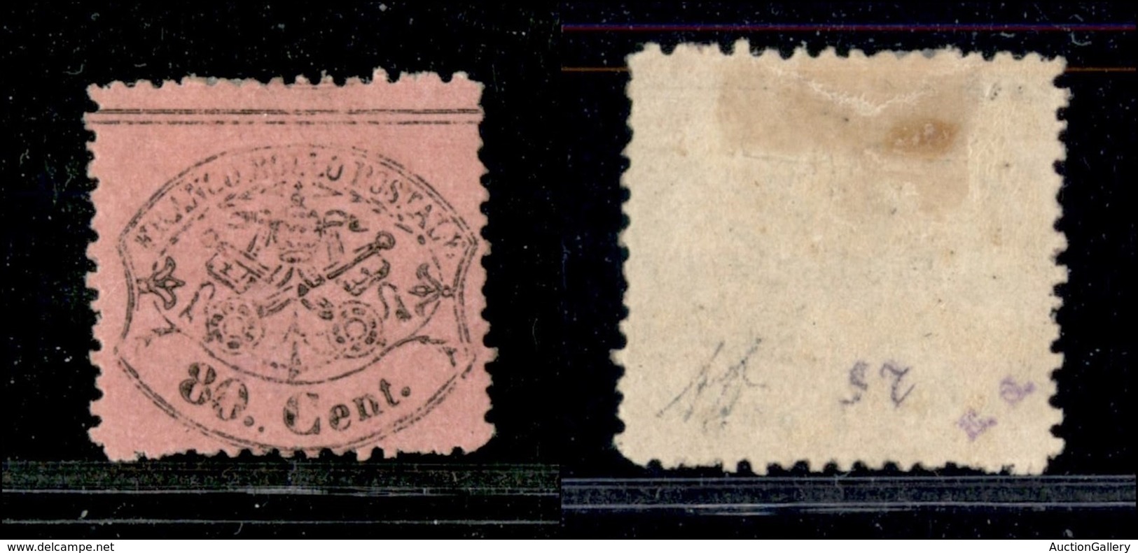 Antichi Stati Italiani - Stato Pontificio - 1868 - 80 Cent (30) - Diena (100) - Autres & Non Classés