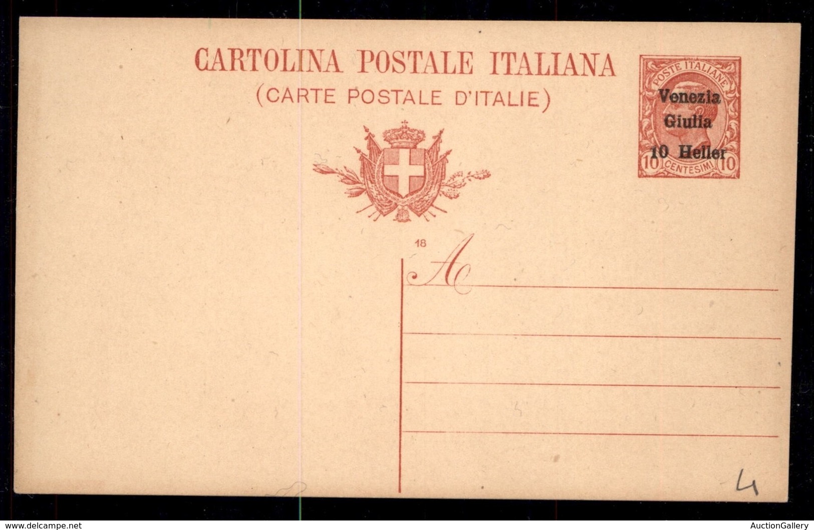 Occupazioni I Guerra Mondiale - Venezia Giulia - Interi Postali - Venezia Giulia - 1919 - 10 Helller Su 10 Cent (C5) - N - Andere & Zonder Classificatie