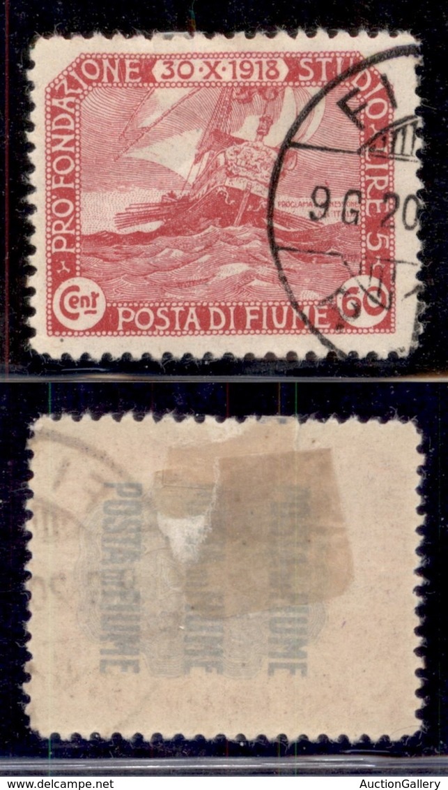 Occupazioni I Guerra Mondiale - Fiume - 1919 - 60 Cent Fondazione Studio (67) - Usato - Autres & Non Classés