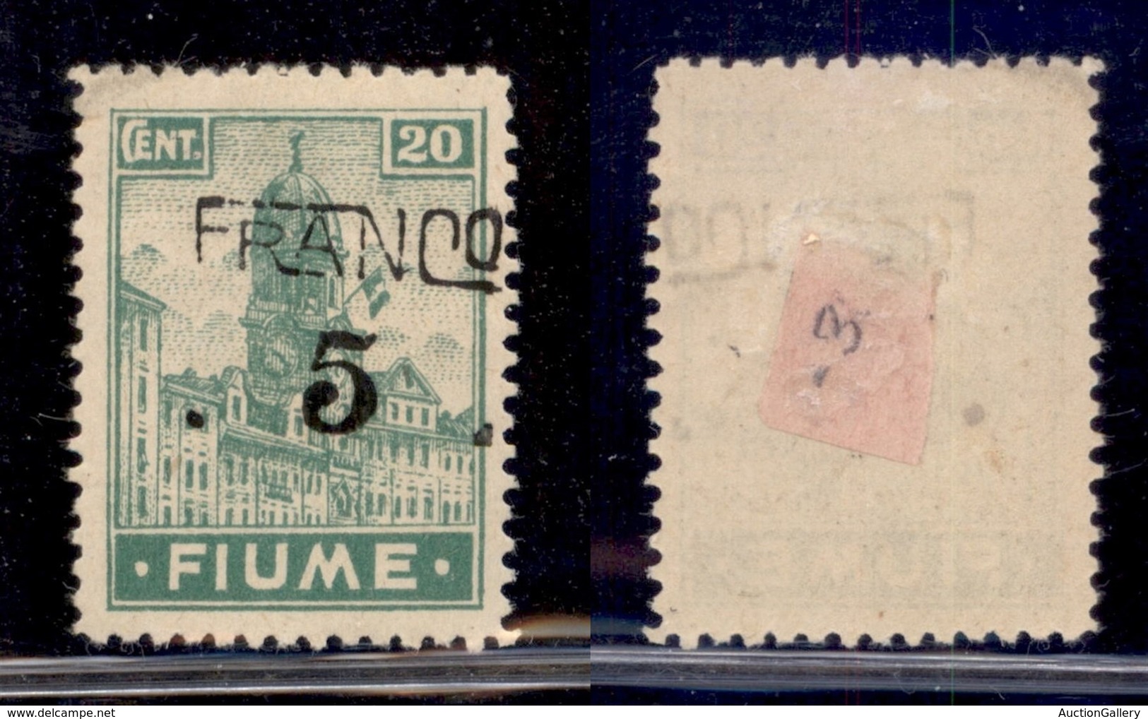 Occupazioni I Guerra Mondiale - Fiume - 1919 - 5 Franco Su 20 Cent (C75eaa) - Soprastampa Obliqua - Gomma Originale (100 - Other & Unclassified