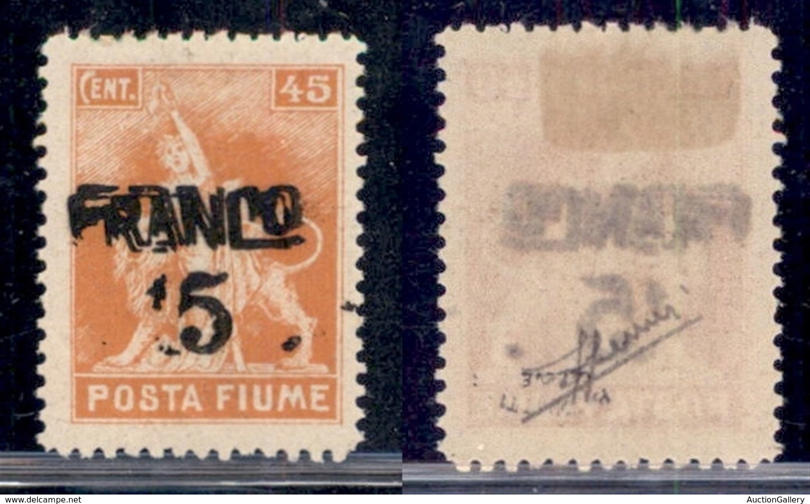 Occupazioni I Guerra Mondiale - Fiume - 1919 - Franco 15 Su 45 Cent (D79c-varietà T) Con Doppia Soprastampa + Tracce Del - Other & Unclassified