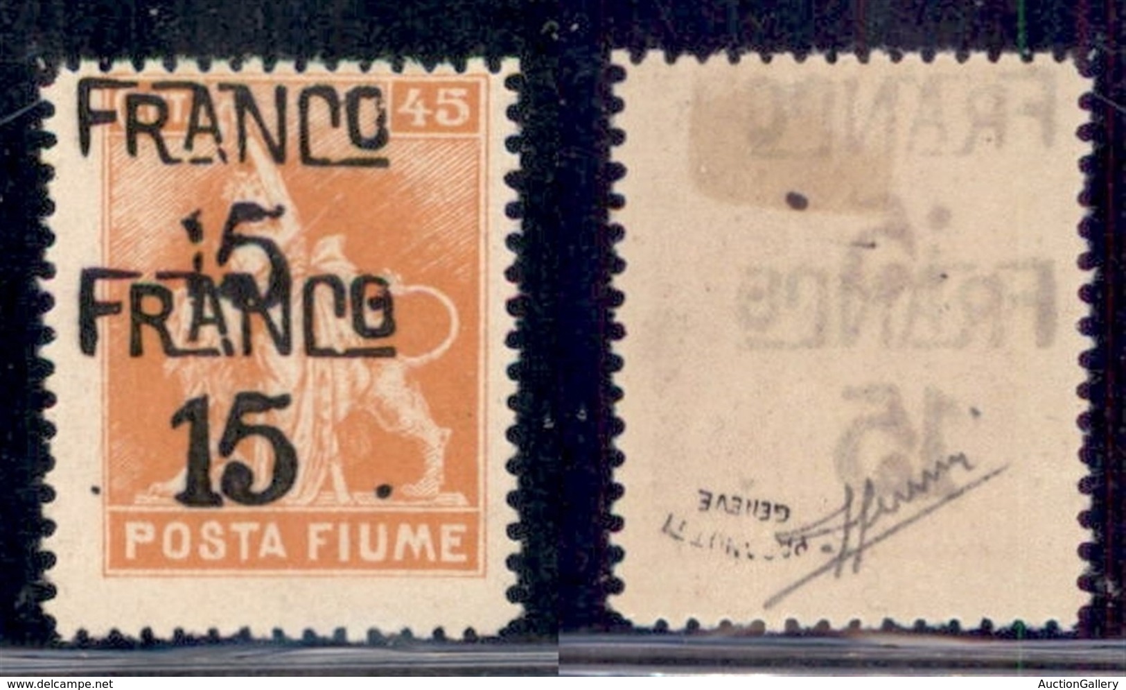 Occupazioni I Guerra Mondiale - Fiume - 1919 - Franco 15 Su 45 Cent (D 79c) Con Doppia Soprastampa - Gomma Originale - S - Autres & Non Classés