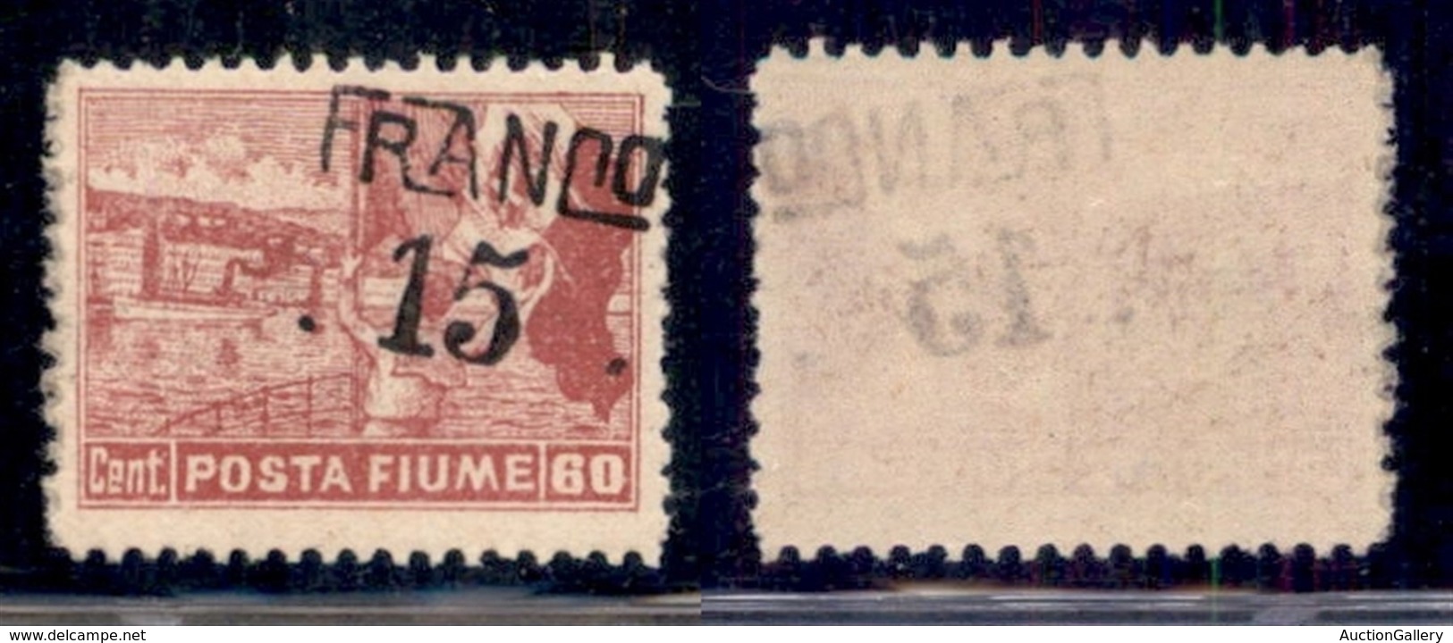 Occupazioni I Guerra Mondiale - Fiume - 1919 - Franco 15 Su 60 Cent (D 80ga) Con Soprastampa Obliqua - Gomma Originale ( - Other & Unclassified