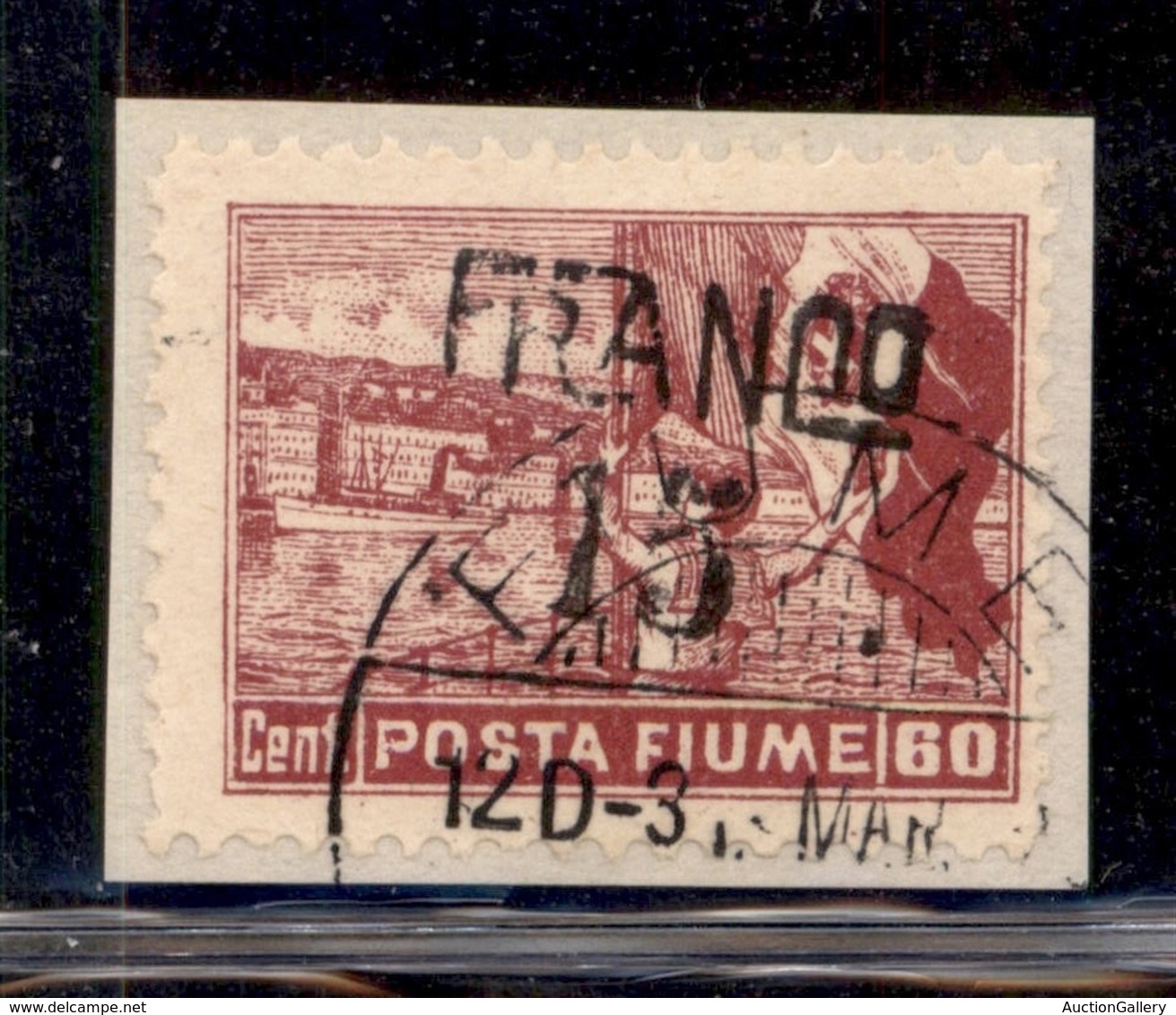 Occupazioni I Guerra Mondiale - Fiume - 1919 - Franco 15 Su 60 Cent (D 80ga) Con Soprastampa Obliqua Usato Su Frammento - Autres & Non Classés