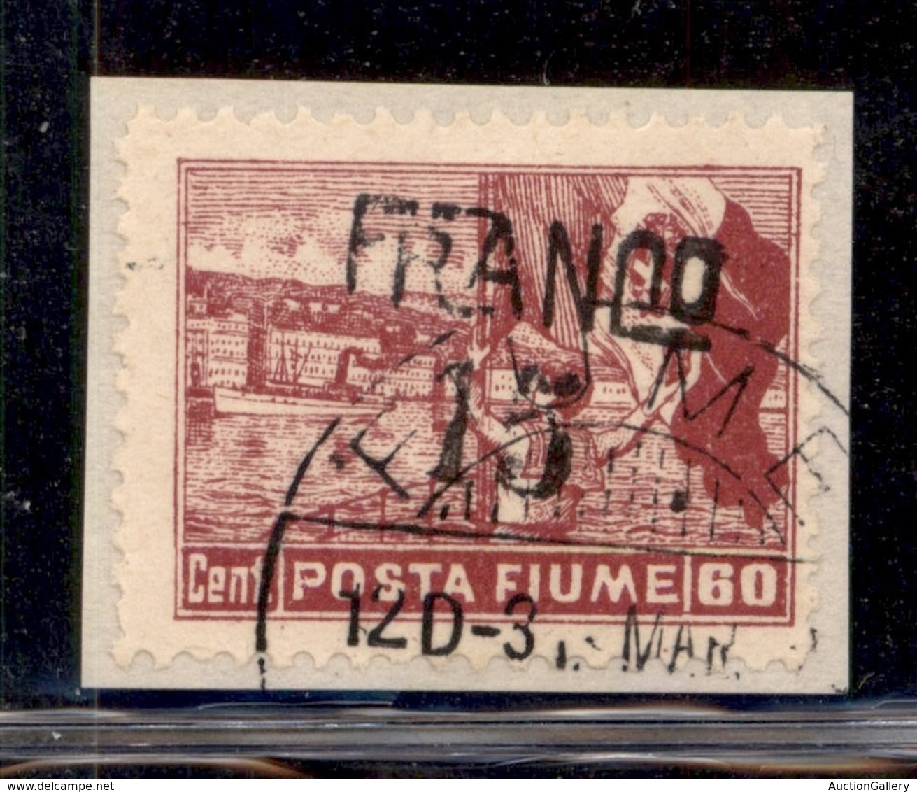 Occupazioni I Guerra Mondiale - Fiume - 1919 - Franco 15 Su 60 Cent (D 80ga) Con Soprastampa Obliqua Usato Su Frammento - Other & Unclassified