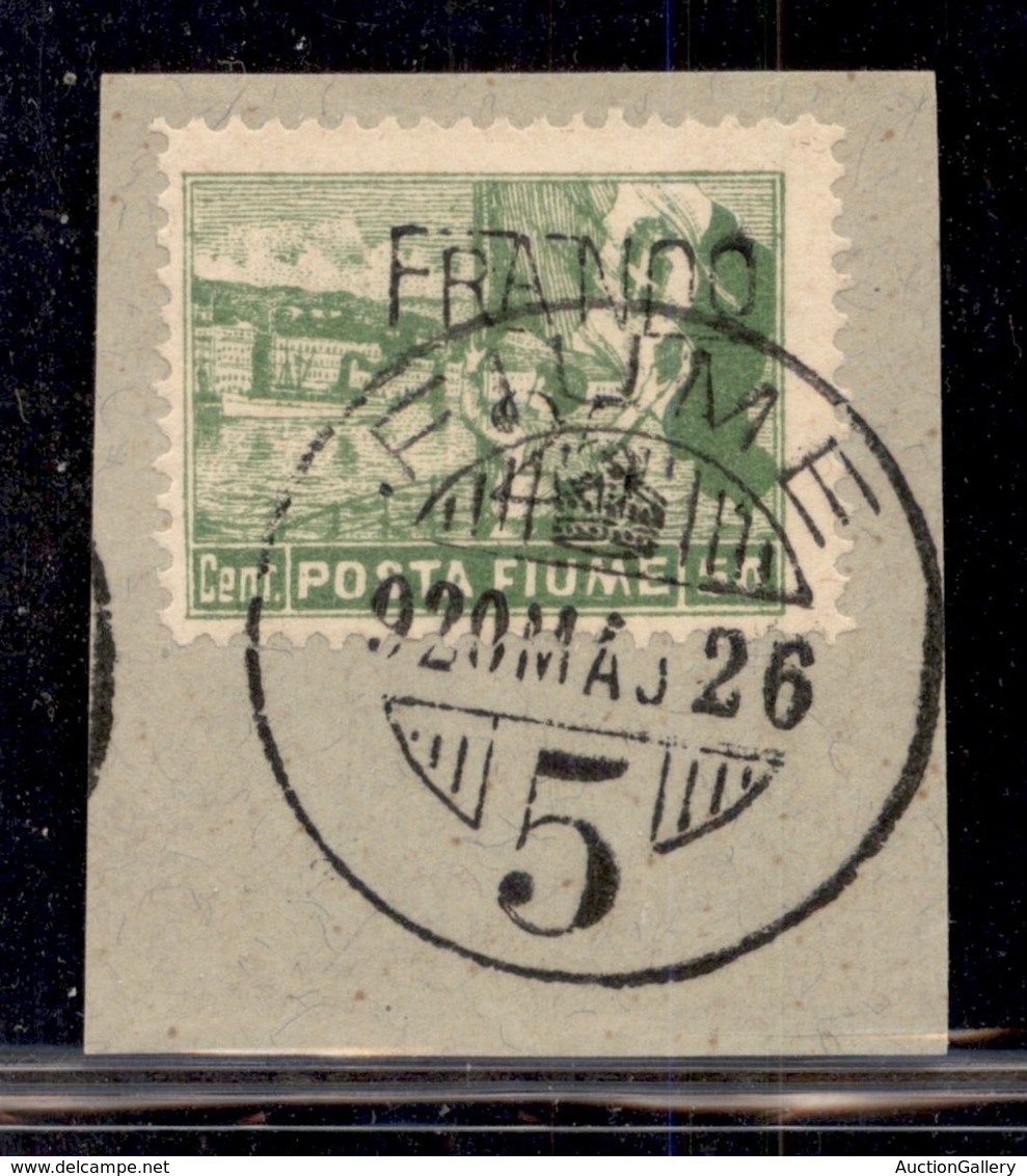 Occupazioni I Guerra Mondiale - Fiume - 1919 - Franco 25 Su 50 Cent (D 82 Varietà)  Usato Su Frammento - 25  Evanescente - Autres & Non Classés