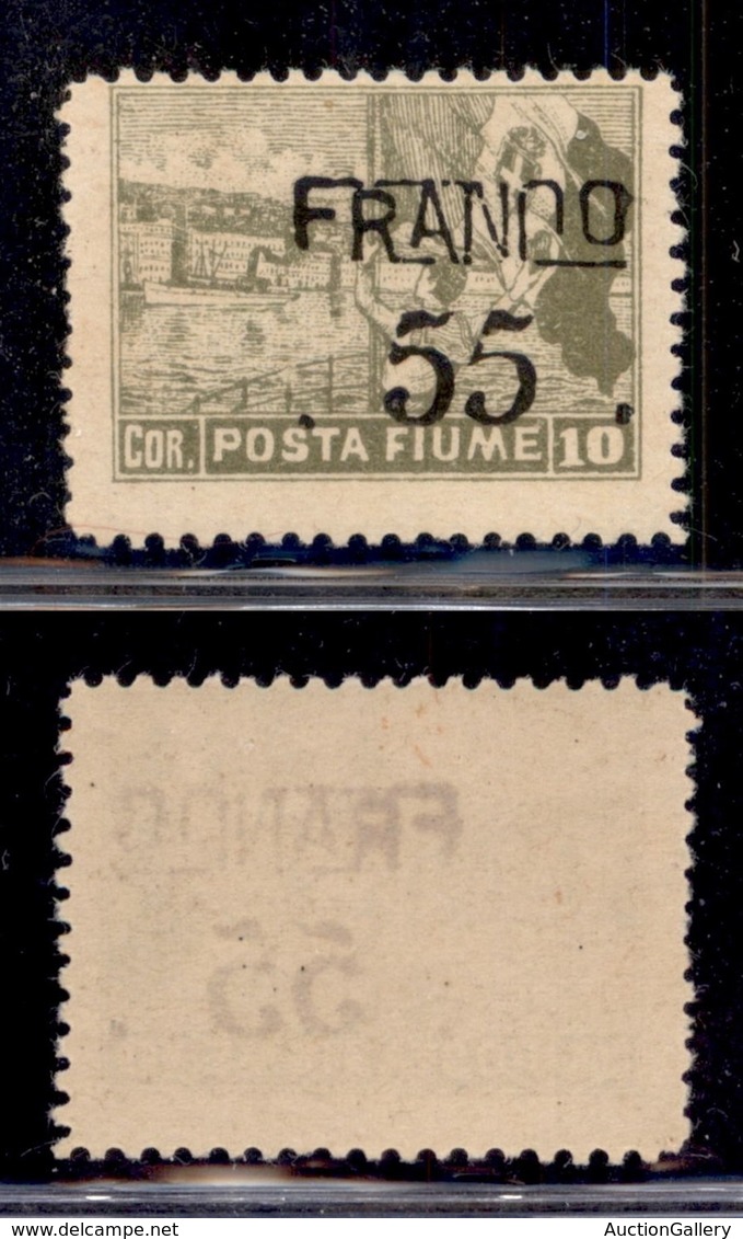 Occupazioni I Guerra Mondiale - Fiume - 1919 - Franco 55 Du 10 Corone (D 87) - Gomma Integra (125) - Autres & Non Classés
