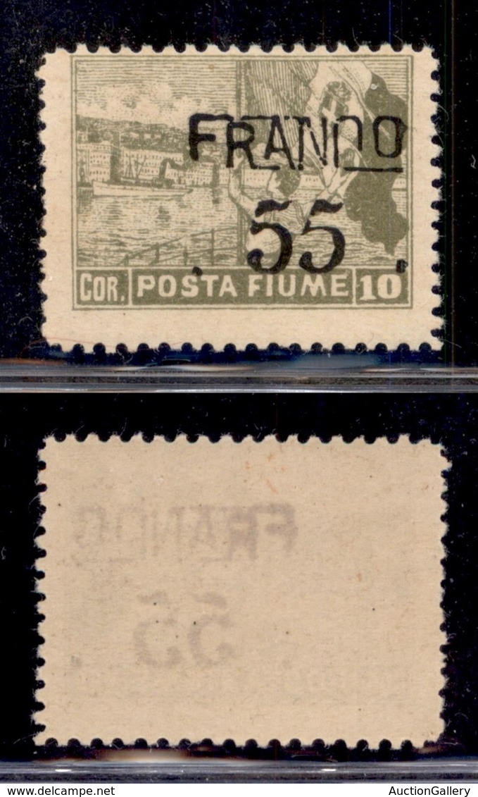 Occupazioni I Guerra Mondiale - Fiume - 1919 - Franco 55 Du 10 Corone (D 87) - Gomma Integra (125) - Other & Unclassified