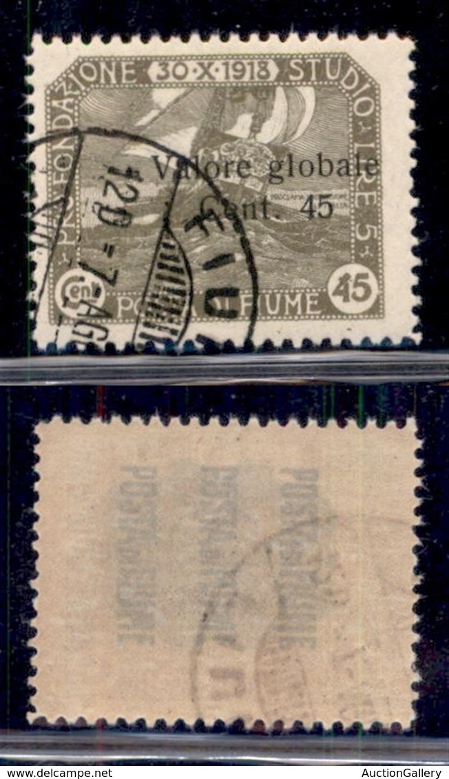 Occupazioni I Guerra Mondiale - Fiume - 1919 - 45 Cent Valore Globale (92g) Usato - Other & Unclassified