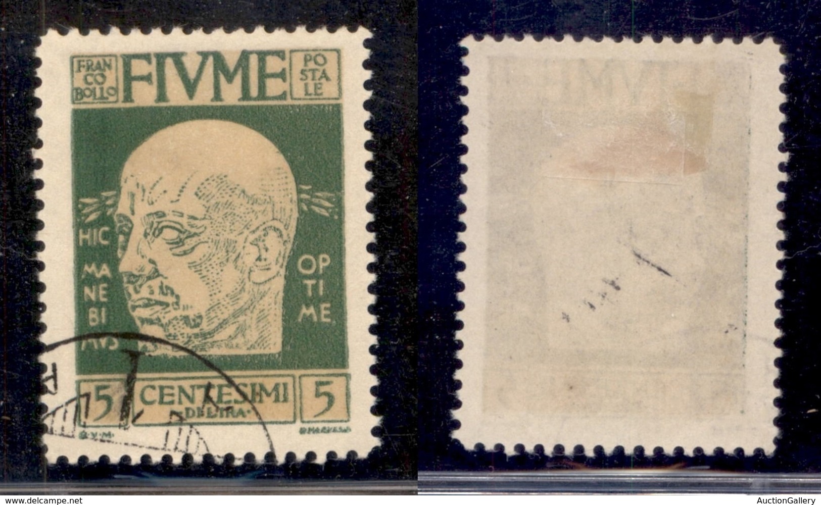 Occupazioni I Guerra Mondiale - Fiume - 1920 - 5 Cent D'Annunzio (113g) Usato - Fondo Scuro (20) - Autres & Non Classés