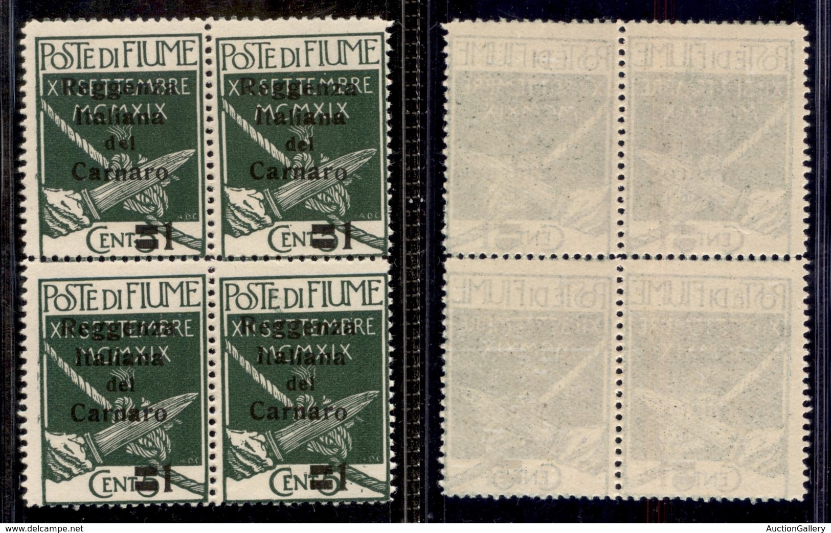 Occupazioni I Guerra Mondiale - Fiume - 1920 - 1 Su 5 Cent Reggenza (131) In Quartina - Gomma Integra (60) - Other & Unclassified