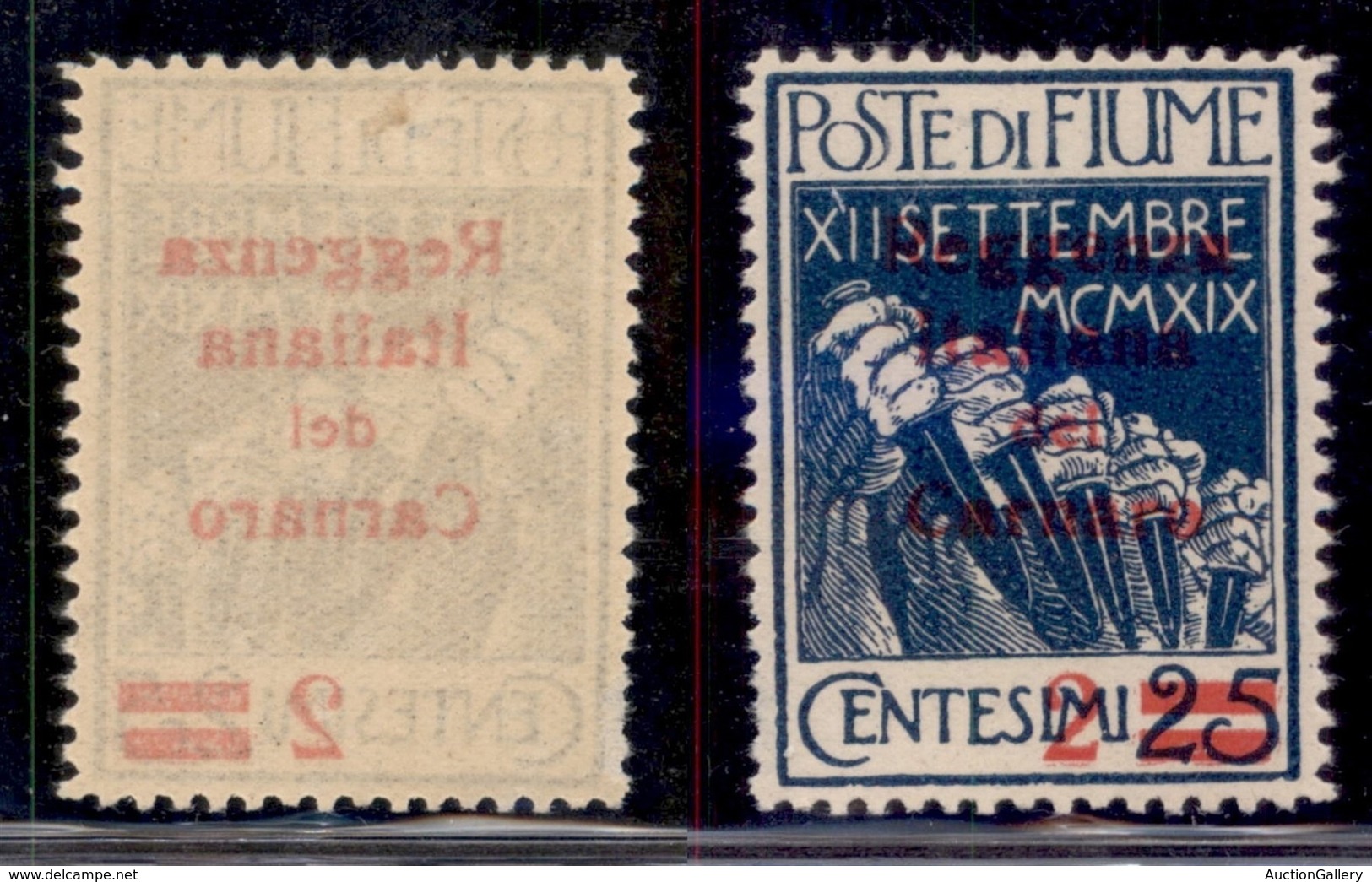 Occupazioni I Guerra Mondiale - Fiume - 1920 - 2 Su 25 Cent Reggenza (132zt) Con Decalco - Gomma Originale (15) - Autres & Non Classés