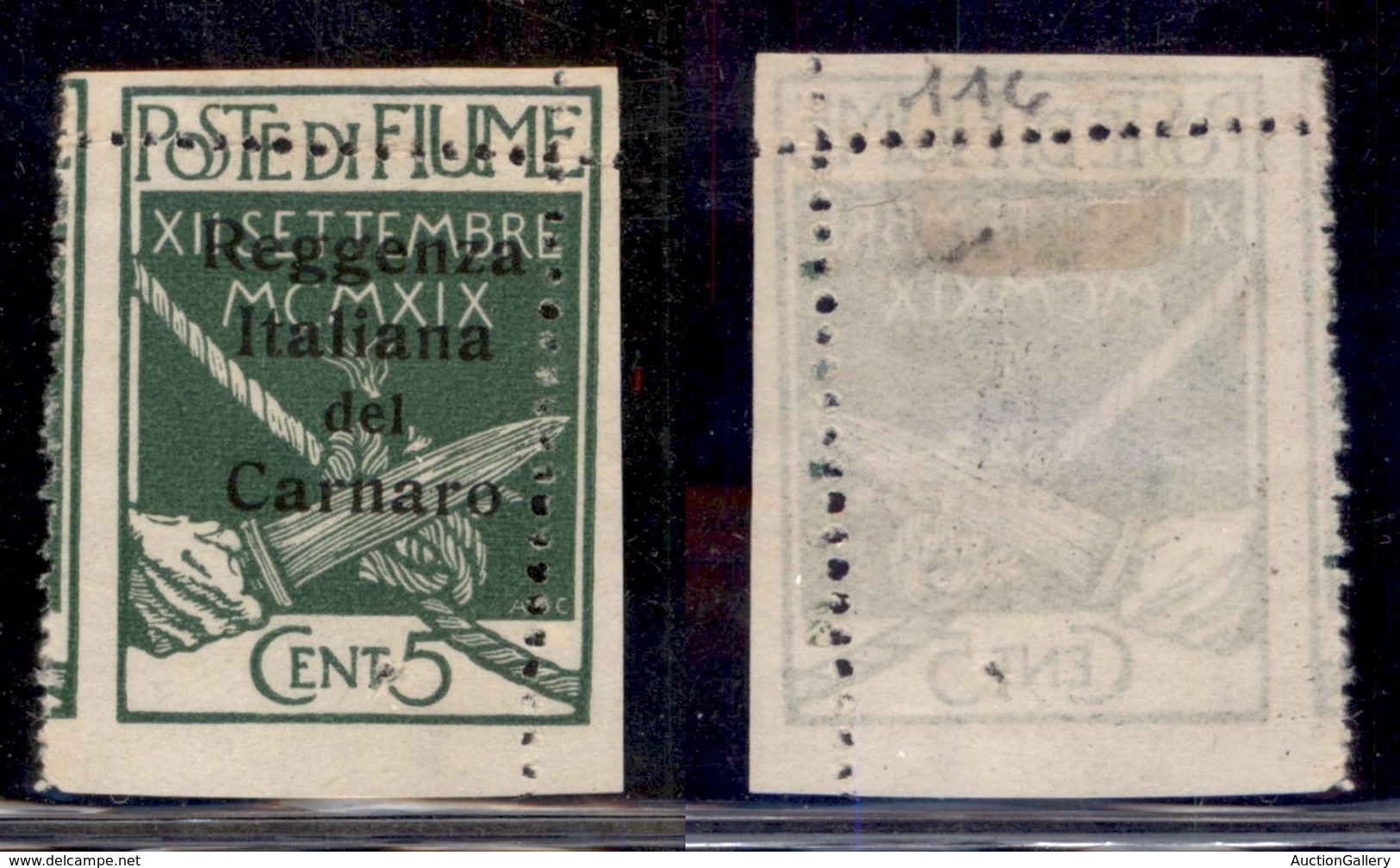 Occupazioni I Guerra Mondiale - Fiume - 1920 - 5 Cent Reggenza (133 Varietà) Con Dentellature Spostate E Oblique - Nuovo - Autres & Non Classés