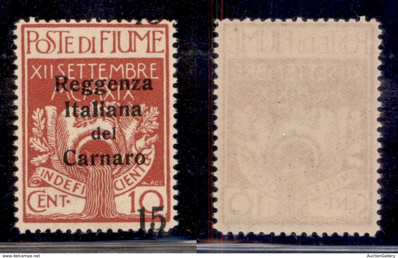 Occupazioni I Guerra Mondiale - Fiume - 1920 - 15 Su 10 Cent  Reggenza (135zd) Con Cifra Spostata A Cavallo - Gomma Inte - Autres & Non Classés