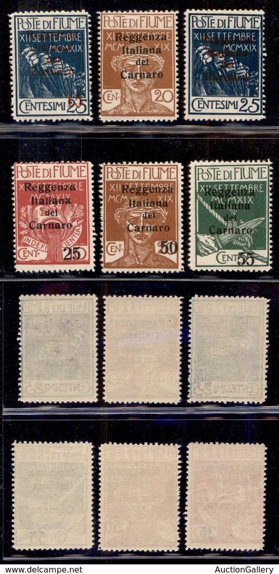 Occupazioni I Guerra Mondiale - Fiume - 1920 - Reggenza (137/142) - 6 Valori - Gomma Integra (95) - Autres & Non Classés