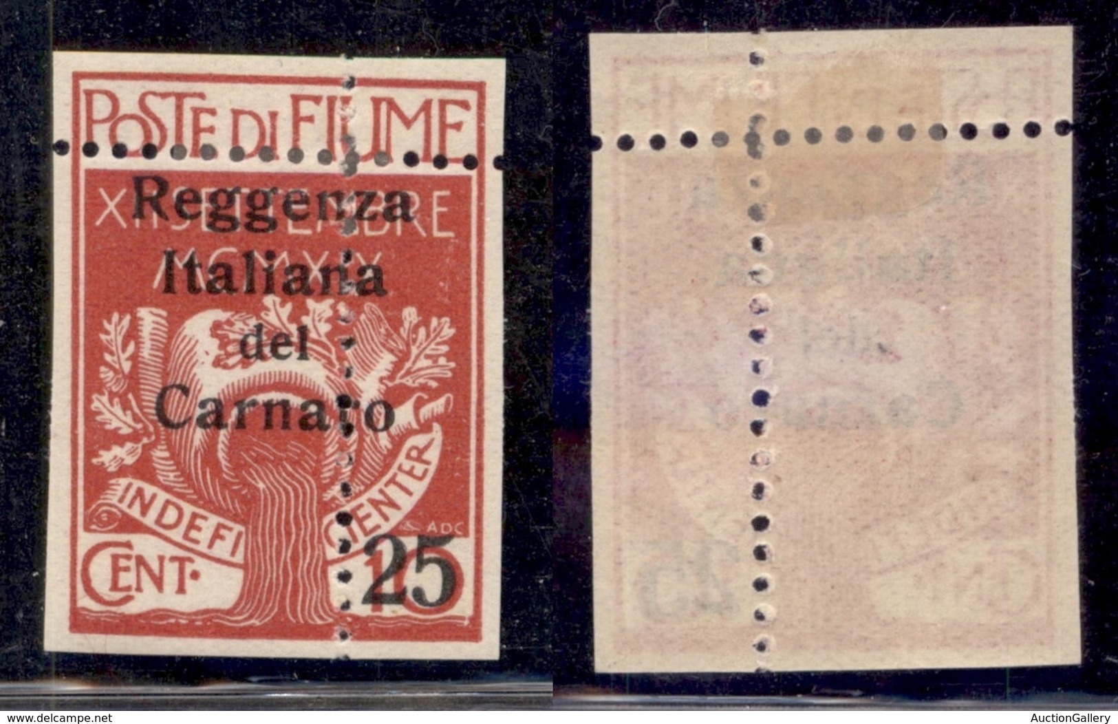 Occupazioni I Guerra Mondiale - Fiume - 1920 - 25 Cent Su 10 (140-varietà) - Dentellature Spostate - Gomma Originale - N - Other & Unclassified