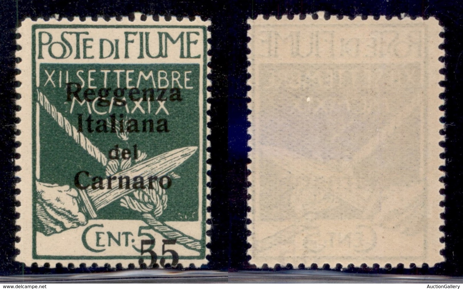 Occupazioni I Guerra Mondiale - Fiume - 1920 - 55 Su 5 Cent (142 Varietà Zd) Con Cifra Sulla Dentellatura - Gomma Integr - Autres & Non Classés