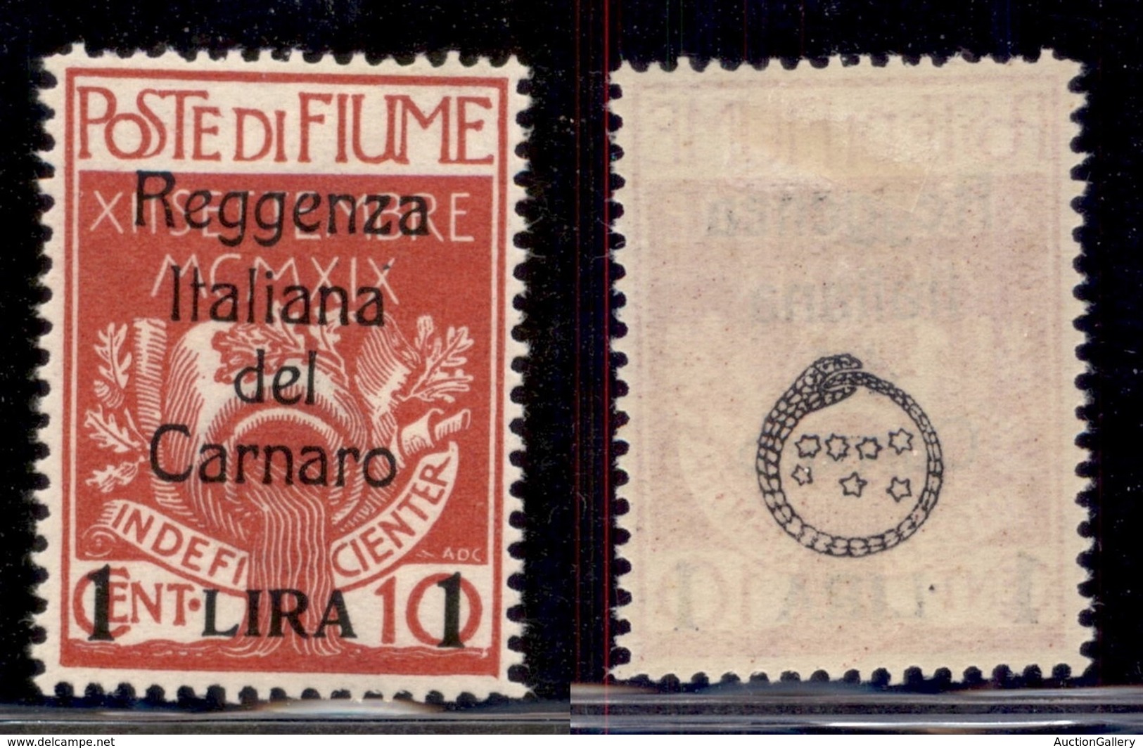 Occupazioni I Guerra Mondiale - Fiume - 1920 - 1 Lira Su 10 Cent Reggenza (143) - Gomma Originale - Ottimamente Centrato - Autres & Non Classés