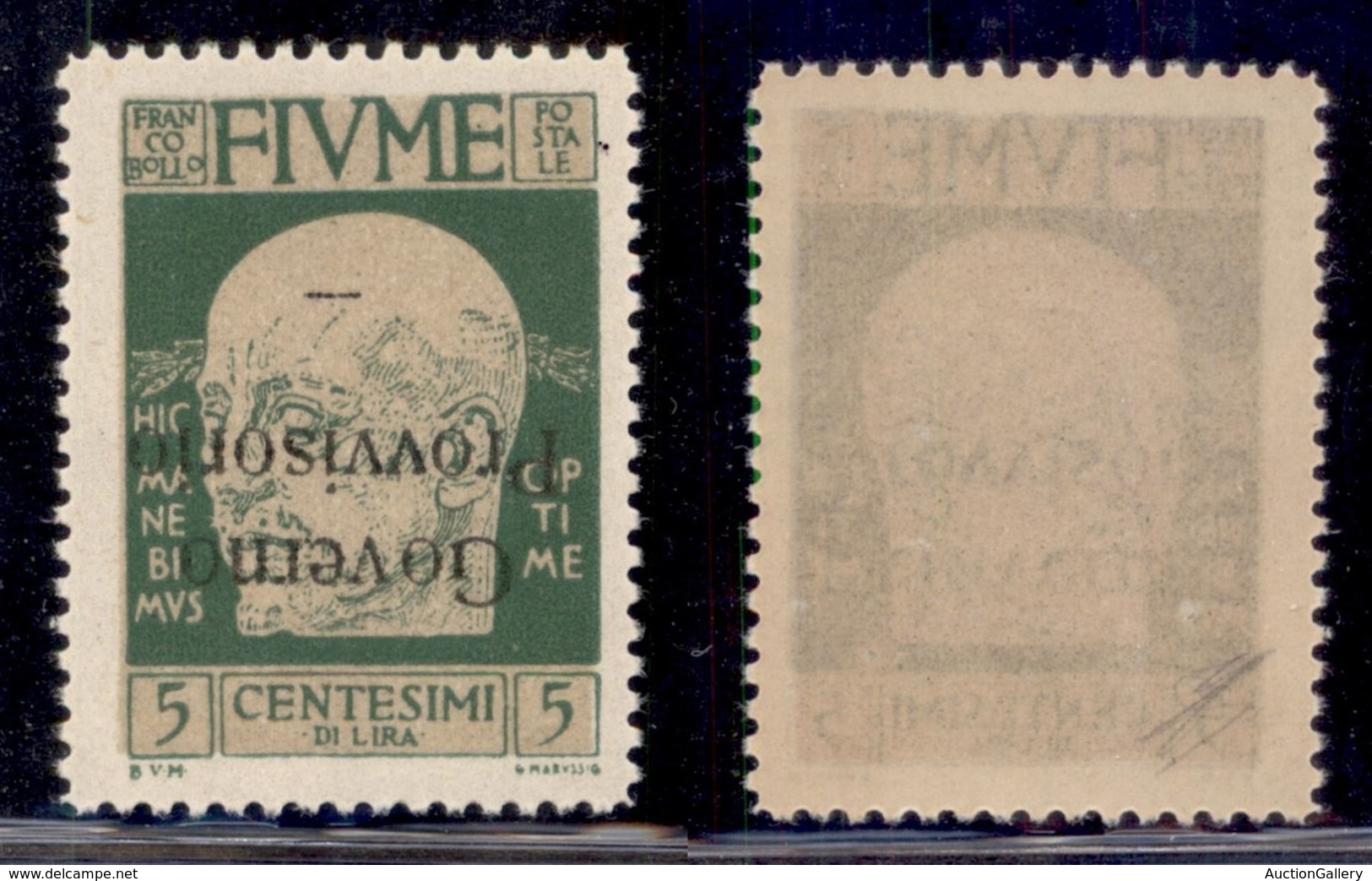 Occupazioni I Guerra Mondiale - Fiume - 1921 - 5 Cent Governo Provvisorio (149a) Con Soprastampa Capovolta - Gomma Integ - Autres & Non Classés