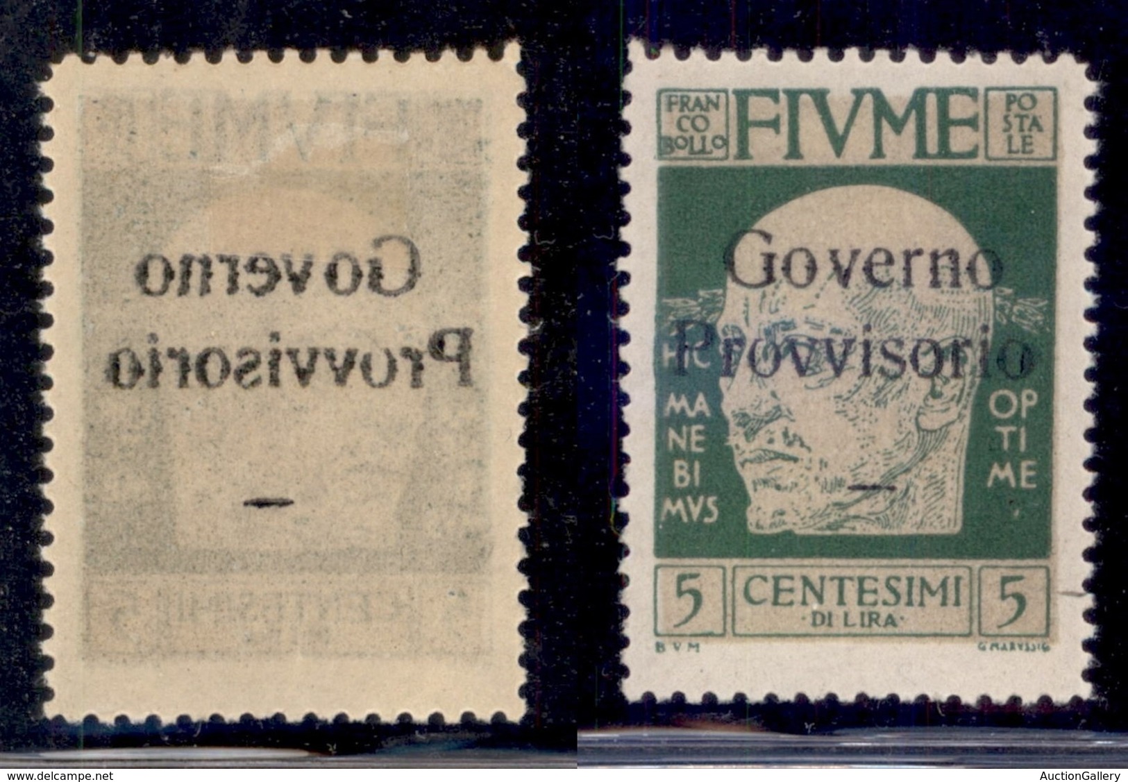 Occupazioni I Guerra Mondiale - Fiume - 1921 - 5 Cent Governo Provvisorio (149 Varietà Zd) Con Decalco - Gomma Originale - Autres & Non Classés