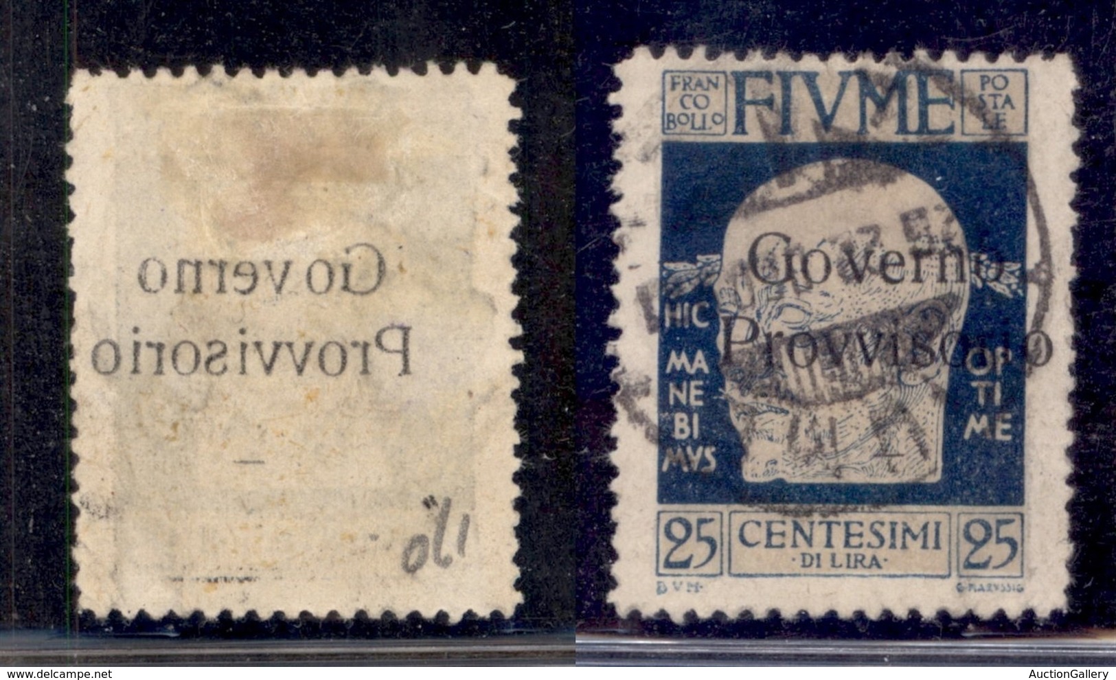 Occupazioni I Guerra Mondiale - Fiume - 1921 - 25 Cent Governo Provvisorio (153p Varietà Zd) Usato - Soprastampa A Destr - Autres & Non Classés