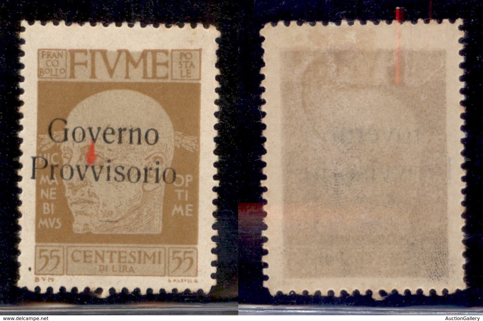 Occupazioni I Guerra Mondiale - Fiume - 1921 - 55 Cent Governo Provvisorio (157zb) - Ov Vicine - Gomma Originale (35) - Autres & Non Classés