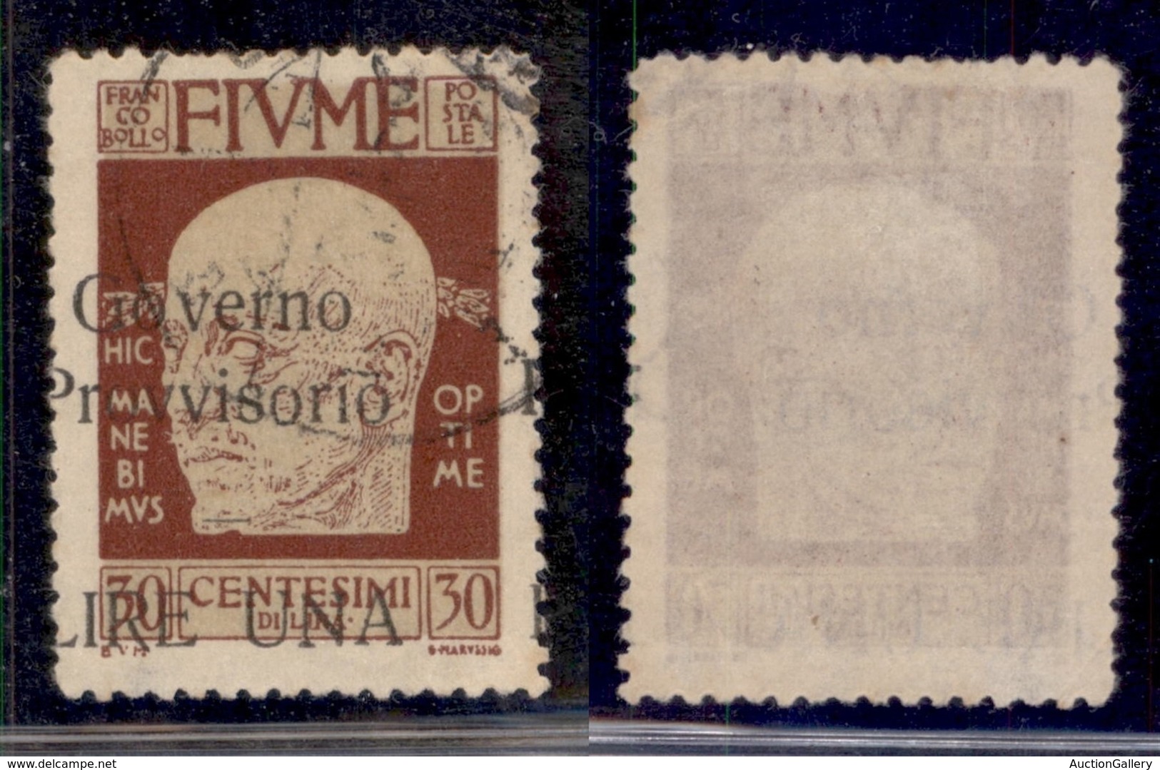 Occupazioni I Guerra Mondiale - Fiume - 1921 - Una Lira Su 30 Cent (159cb) Usato - Soprastampa A Sinistra (P A Cavallo) - Autres & Non Classés