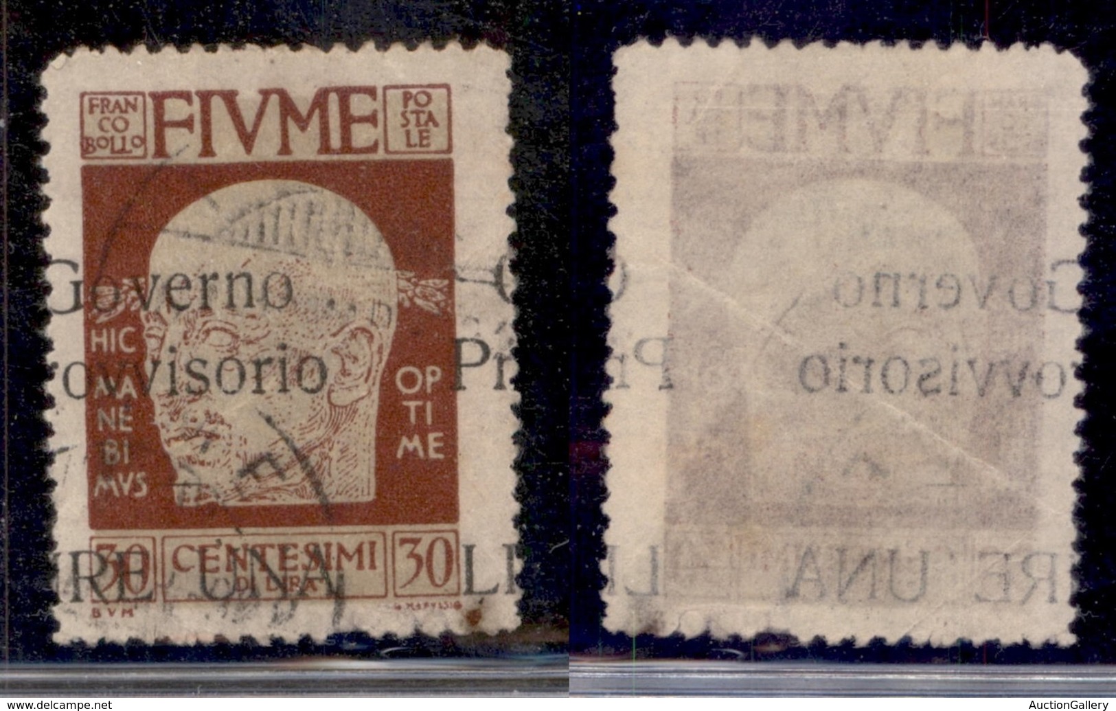 Occupazioni I Guerra Mondiale - Fiume - 1921 - Una Lira Su 30 Cent (159oa) Usato - Soprastampa Spostata (G A Cavallo + R - Other & Unclassified