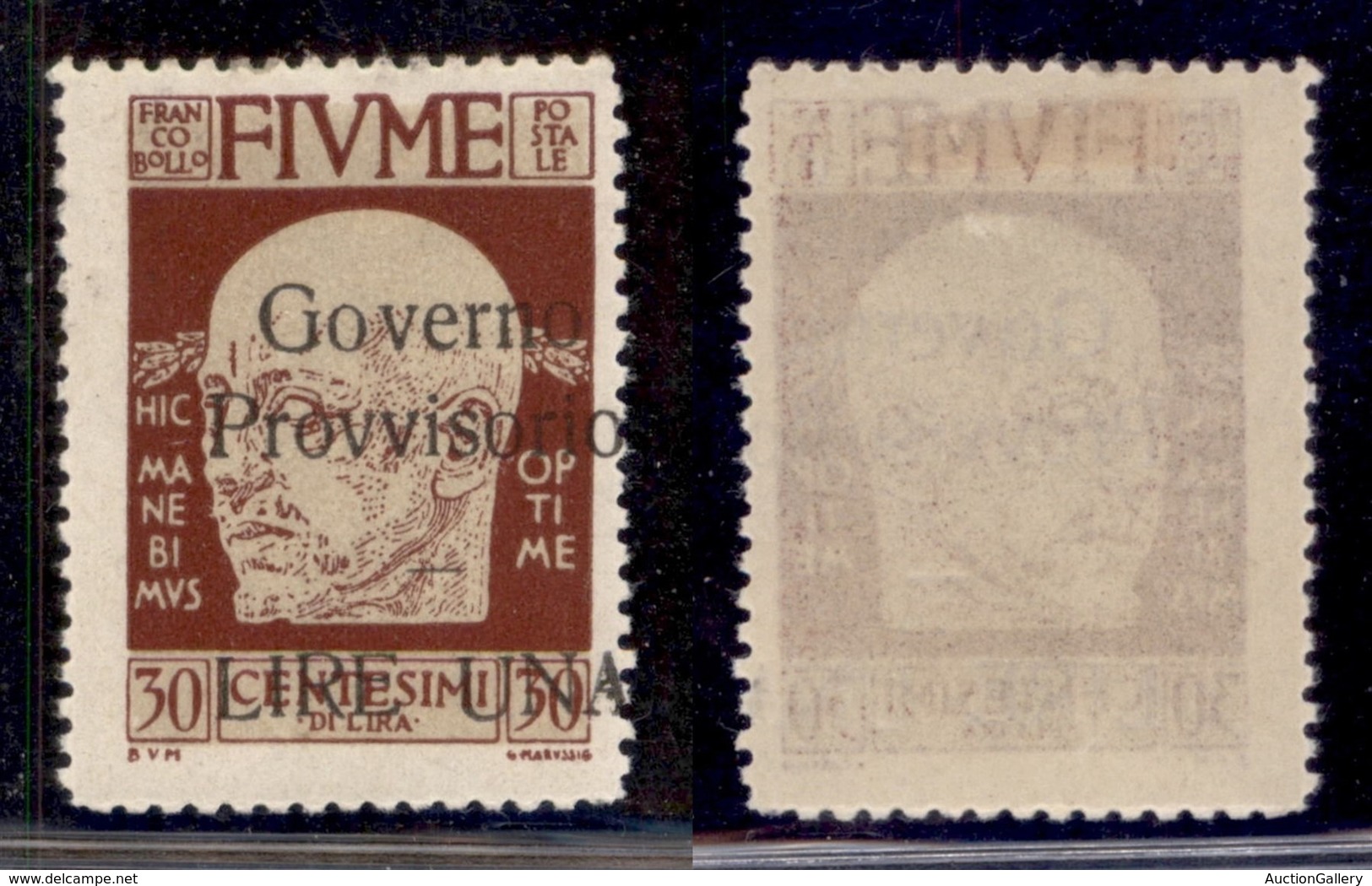 Occupazioni I Guerra Mondiale - Fiume - 1921 - 1 Lira Su 30 Cent Governo Provvisorio (159p) - Soprastampa A Destra - Gom - Otros & Sin Clasificación