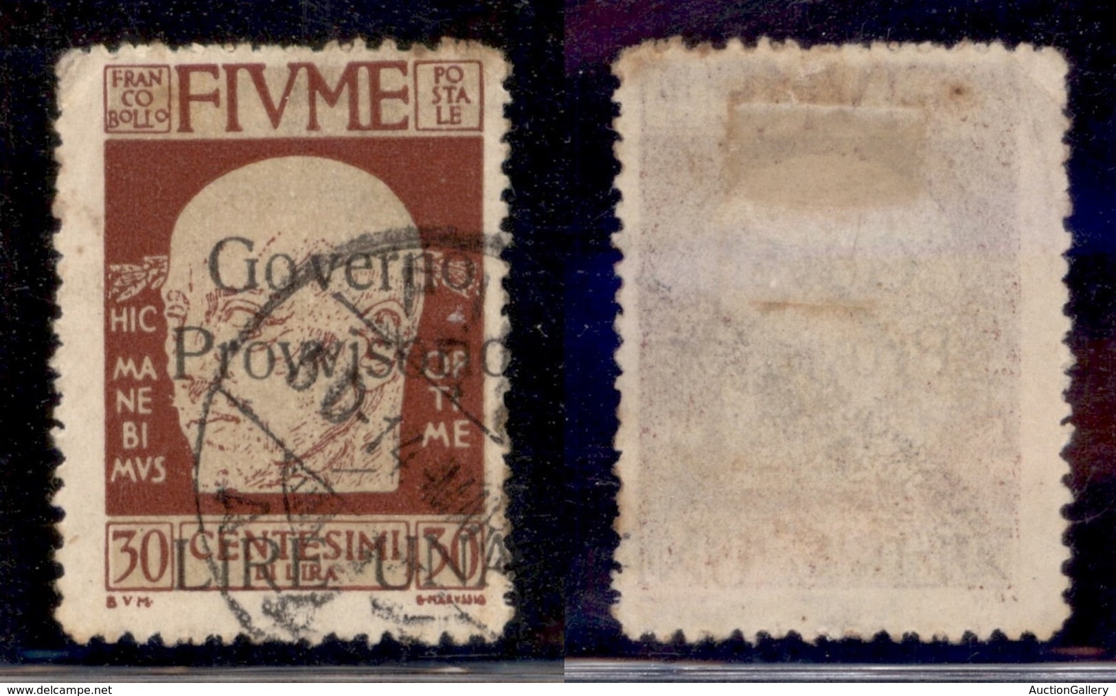 Occupazioni I Guerra Mondiale - Fiume - 1921 - 1 Lira Su 30 Cent Governo Provvisorio (159p) Usato - Soprastampa A Destra - Autres & Non Classés