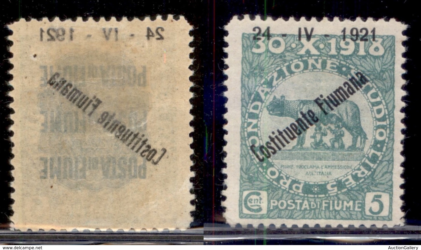 Occupazioni I Guerra Mondiale - Fiume - 1921 - 5 Cent Costituente (164o) Con Decalco - Gomma Originale (50) - Other & Unclassified