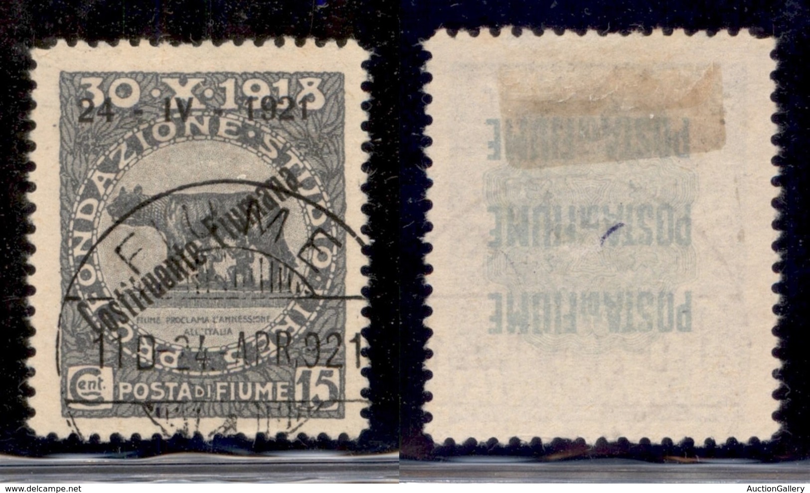 Occupazioni I Guerra Mondiale - Fiume - 1921 - 15 Cent Costituente (166 Varietà Nba) Usato - C In Alto - Non Catalogato - Other & Unclassified