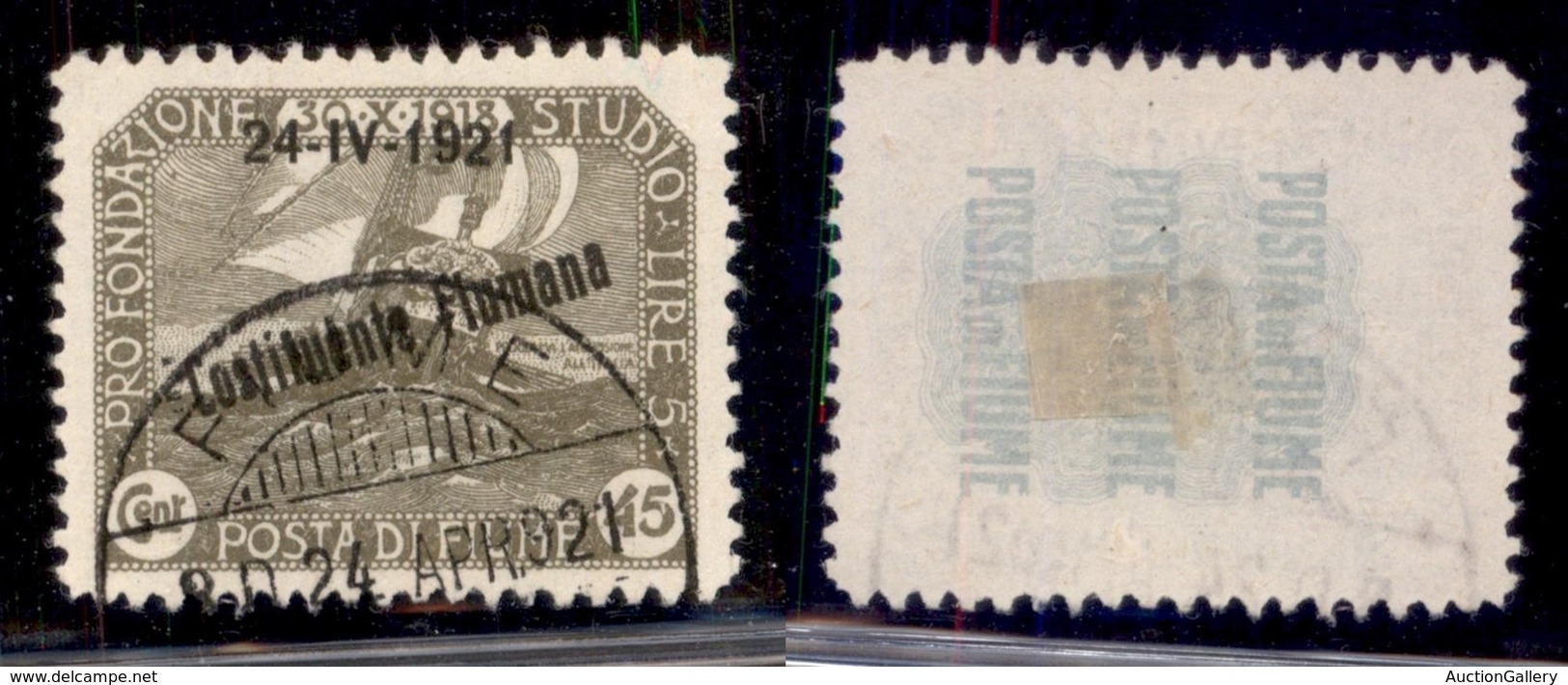 Occupazioni I Guerra Mondiale - Fiume - 1921 - 45 Cent Costituente (168nc) Usato - A In Alto (100) - Other & Unclassified